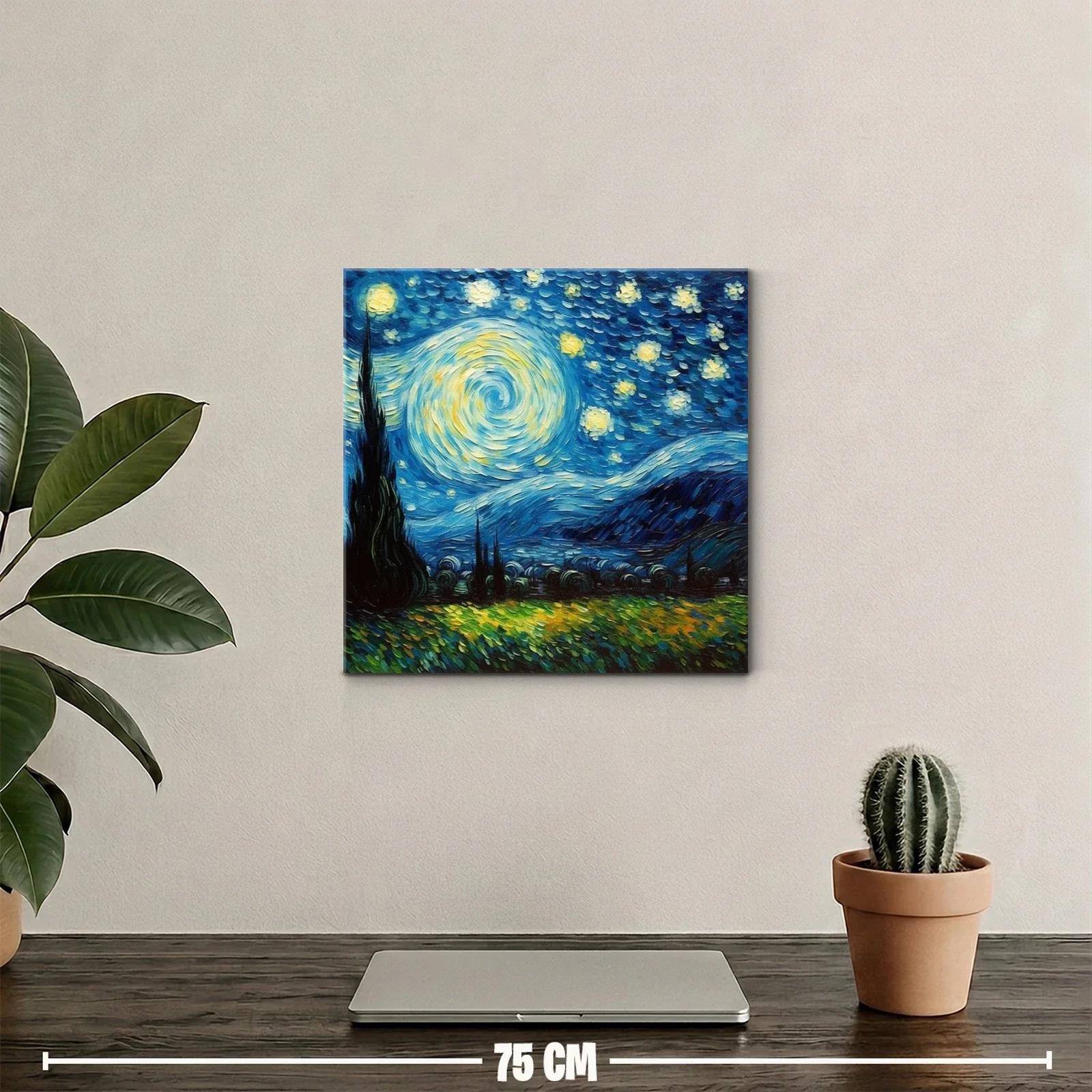 Paisaje nocturno con cielo estrellado y brillo vibrante — miniatura 2