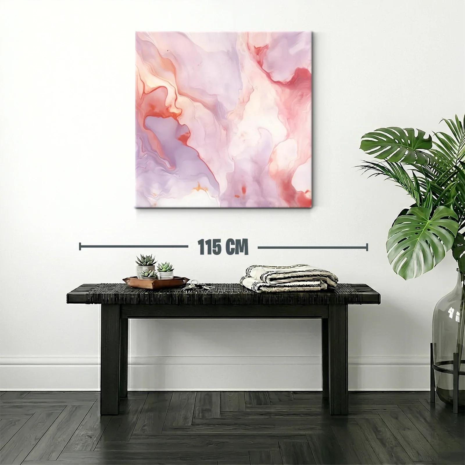 Cuadro abstracto con tonos suaves rosas y lilas — miniatura 2