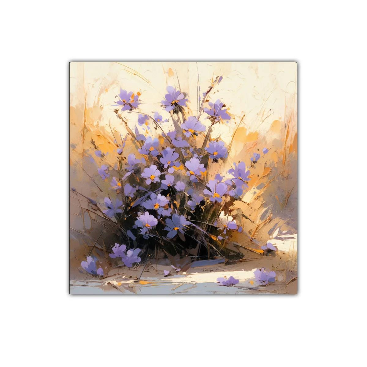 Ramo de flores moradas con fondo cálido y delicado