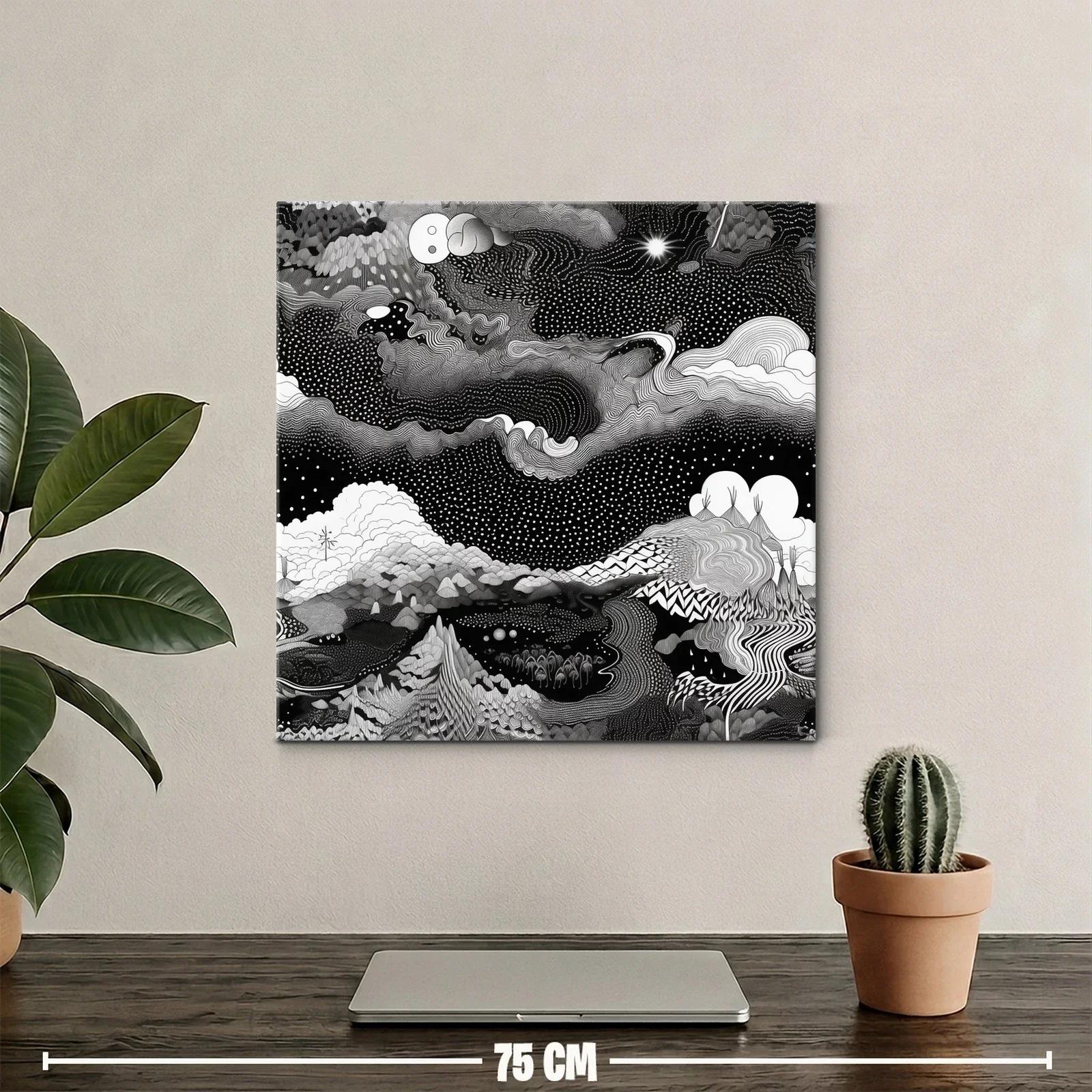 Paisaje cósmico abstracto en blanco y negro impactante — miniatura 2