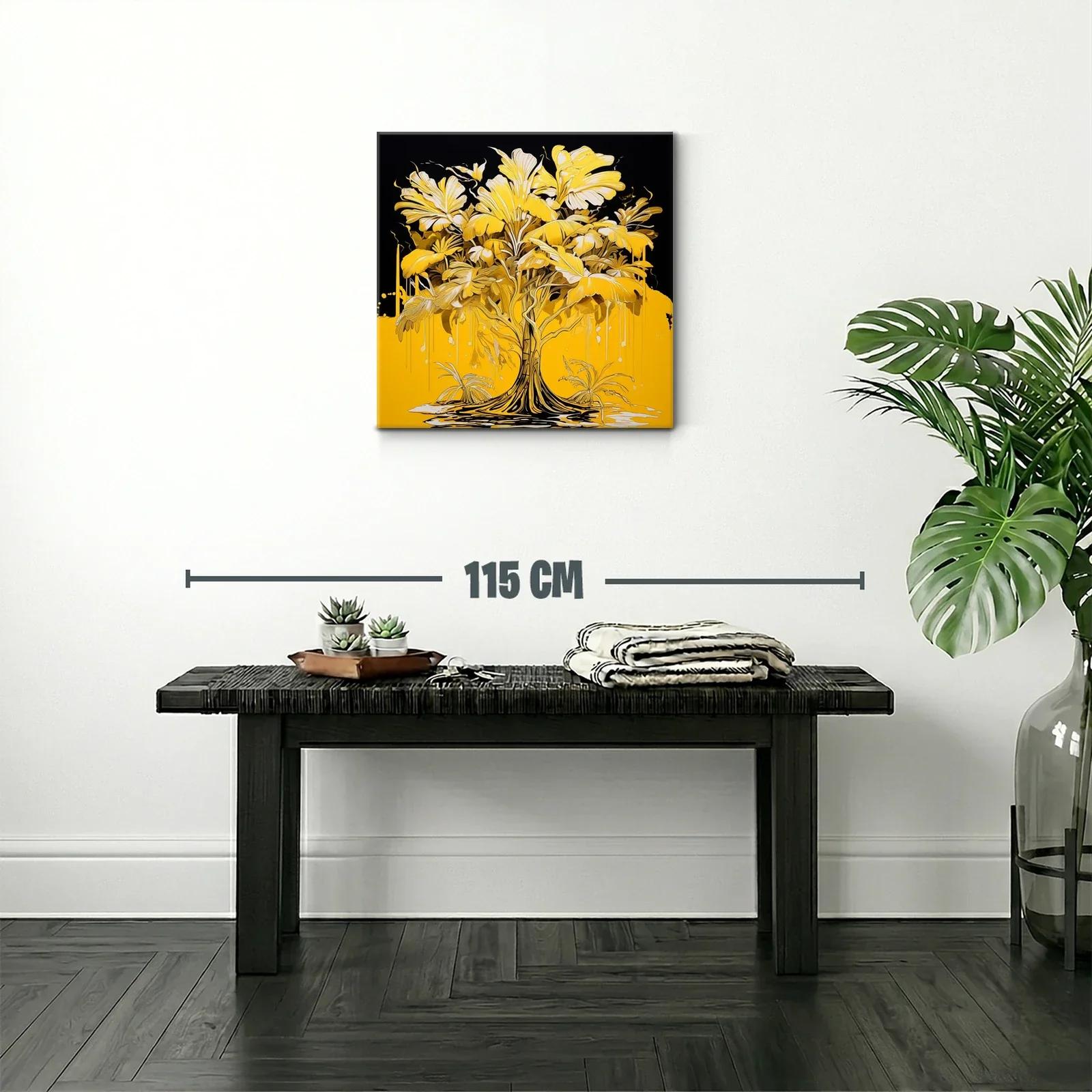 Árbol dorado con hojas exuberantes y fondo vibrante — miniatura 2