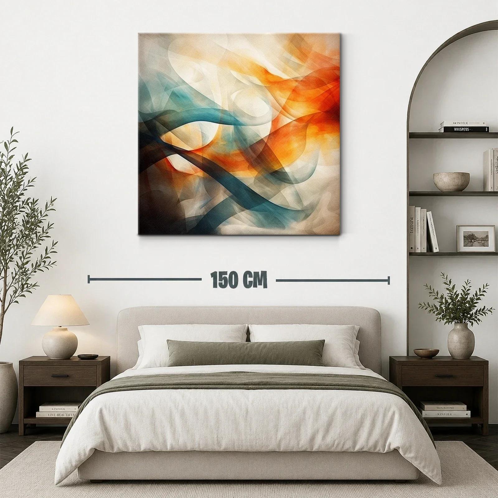 Composición abstracta con tonos cálidos y fríos fluidos — miniatura 3