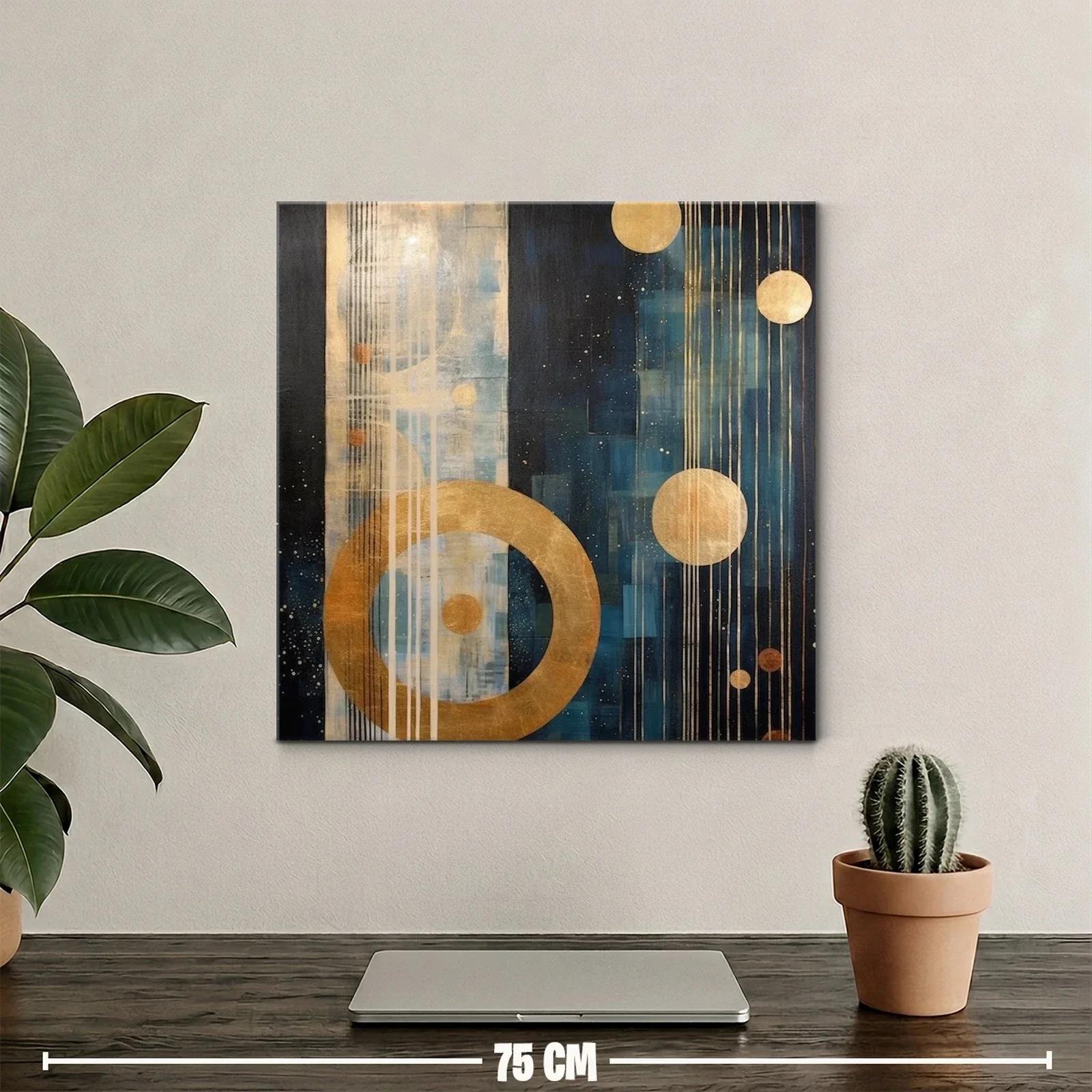 Composición abstracta con círculos dorados y azul profundo — miniatura 2