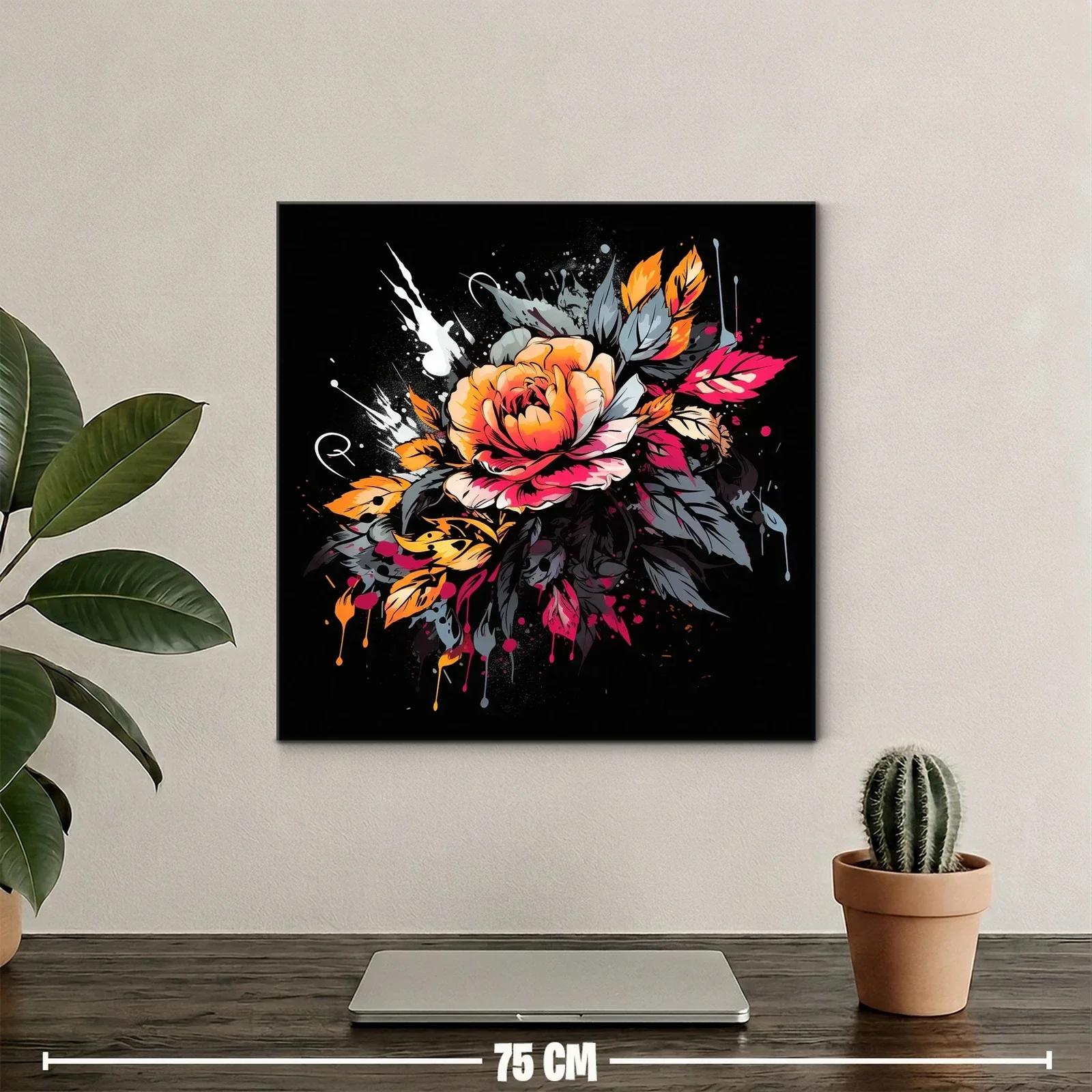 Cuadro moderno con flor en tonos cálidos y diseño vibrante — miniatura 2