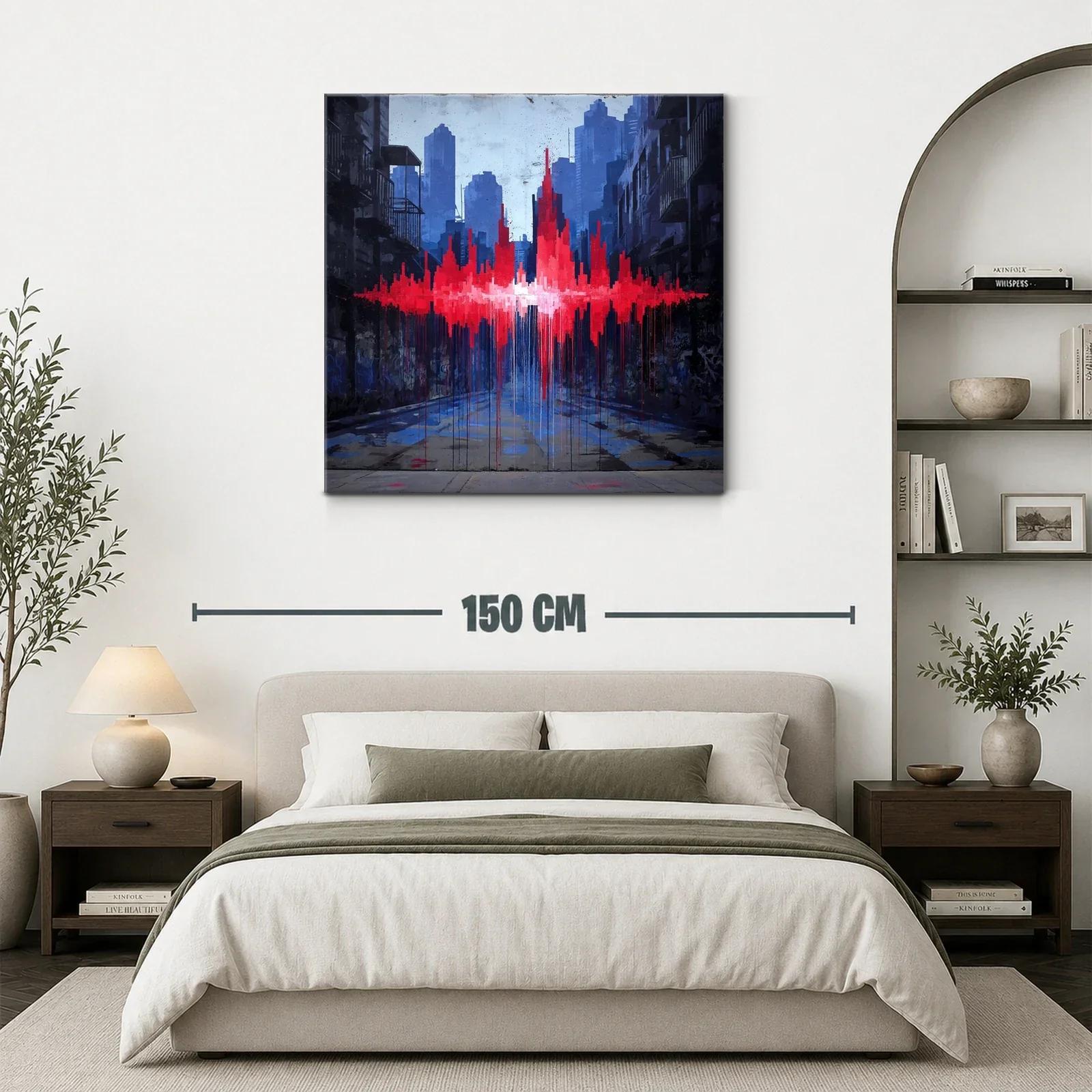 Impacto urbano con vibrante pulso rojo en paisaje gris — miniatura 3