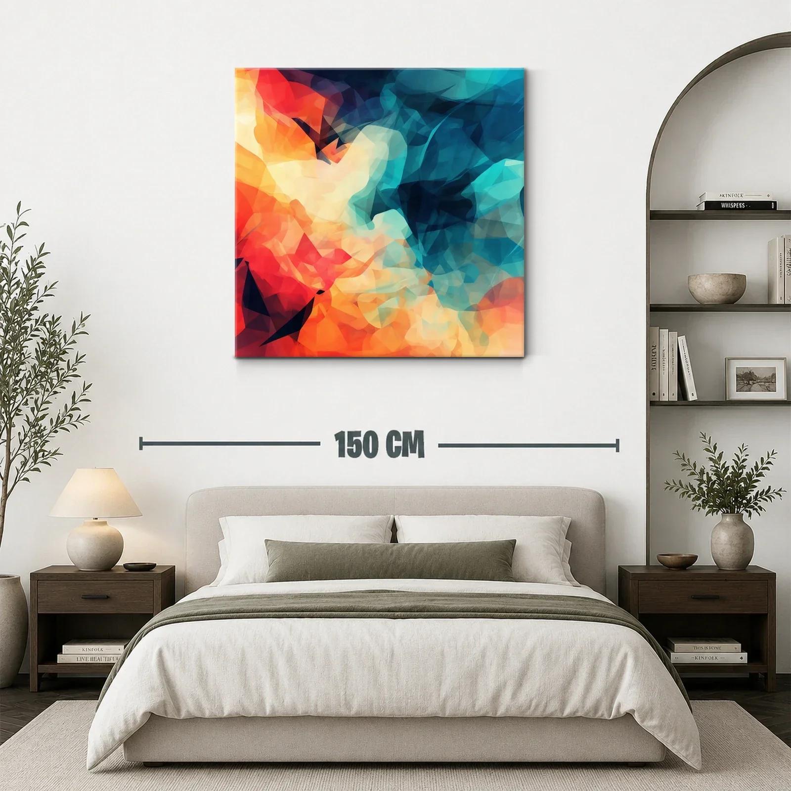 Cuadro abstracto en tonos cálidos y fríos vibrantes — miniatura 3