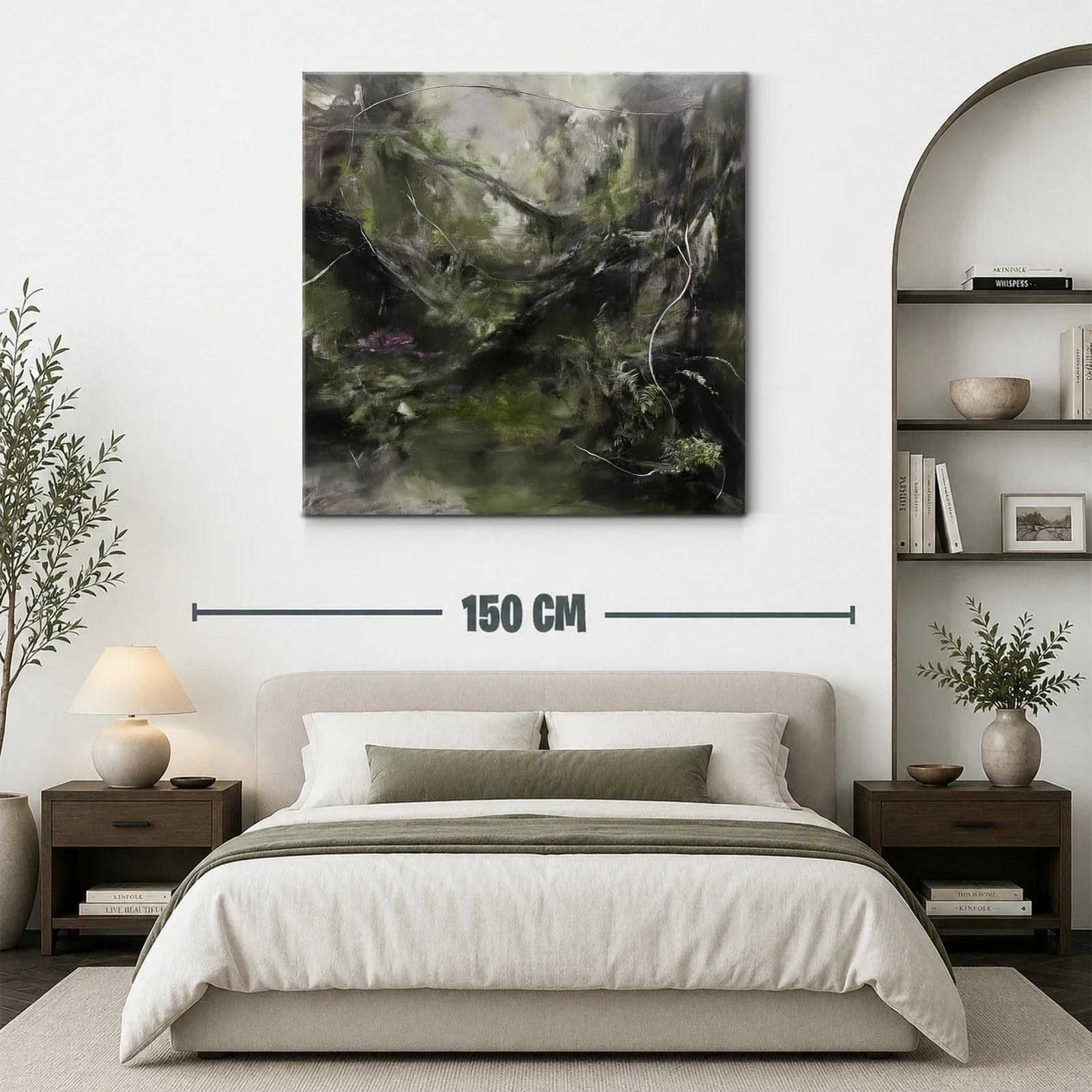 Paisaje abstracto con tonos oscuros y verdes naturales — miniatura 3