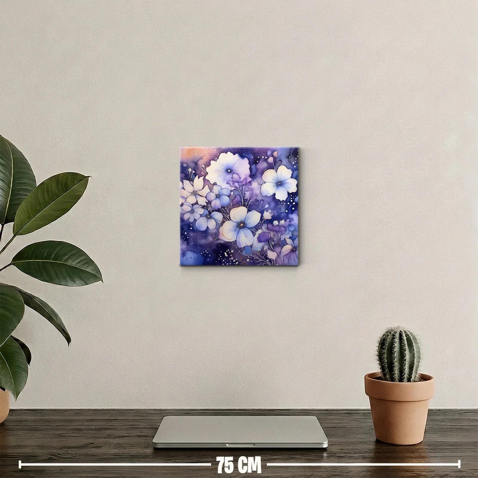 Cuadro decorativo esencia floral en tonos lila y azul — miniatura 2