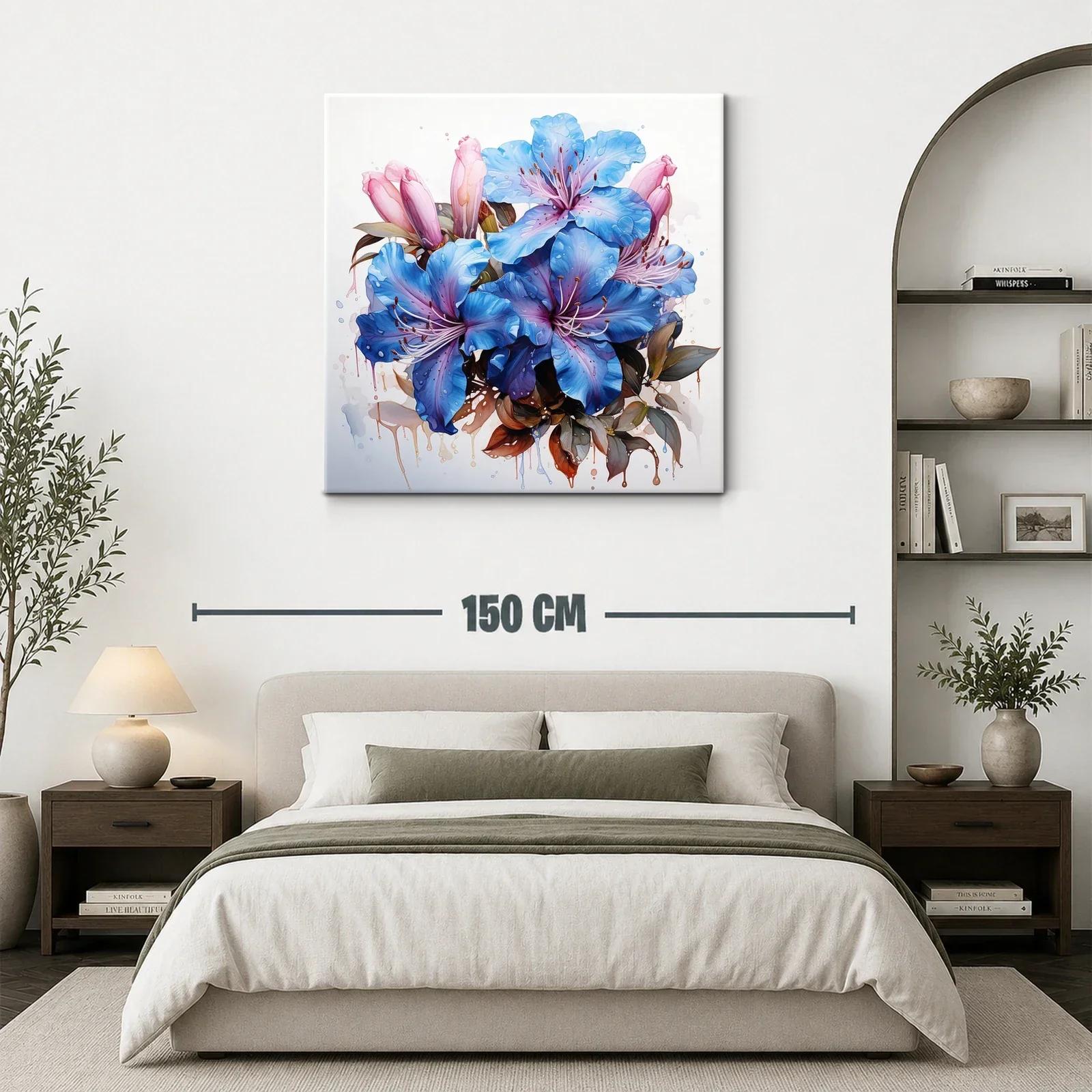Vibrante composición floral con tonos azules y rosados cálidos — miniatura 3