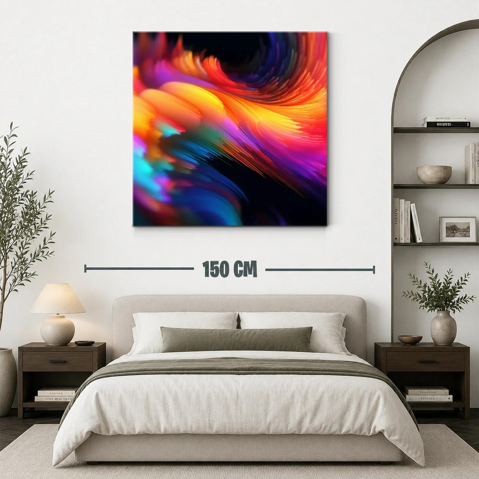 Cuadro abstracto en vibrantes tonos cálidos y fríos — miniatura 3