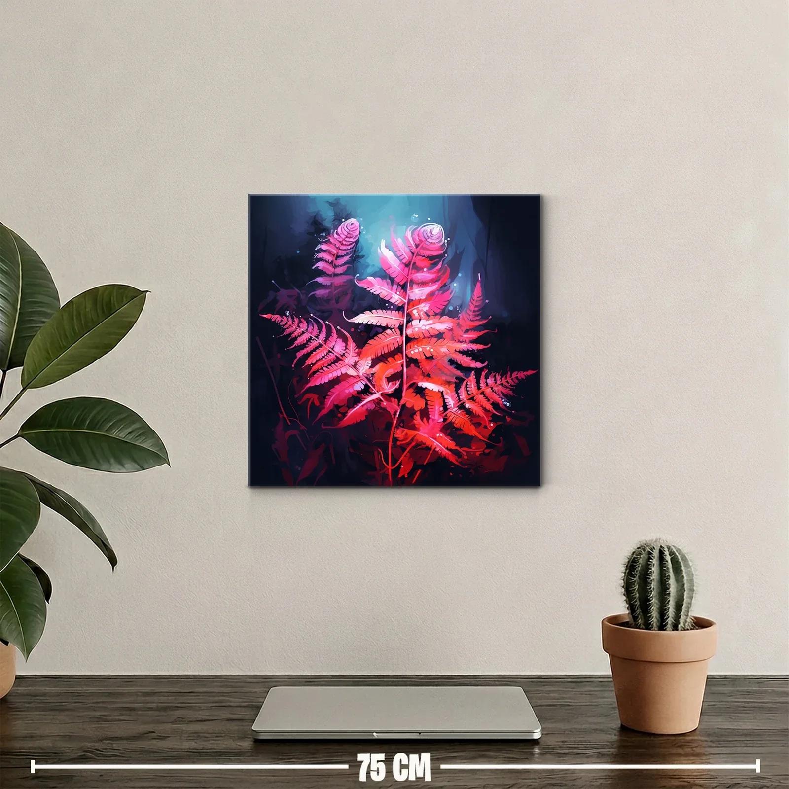 Vibrante helecho rojo sobre fondo azul profundo — miniatura 2