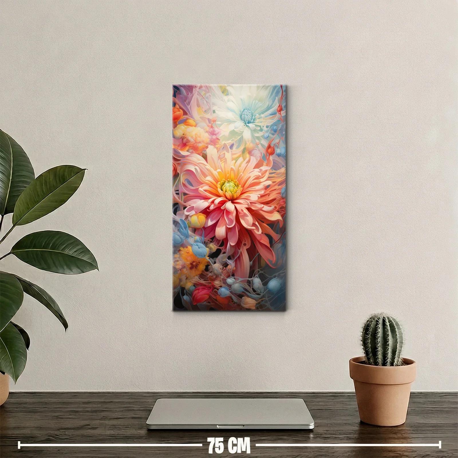 Cuadro dalia rosa con capullos y remolinos de luz — miniatura 2