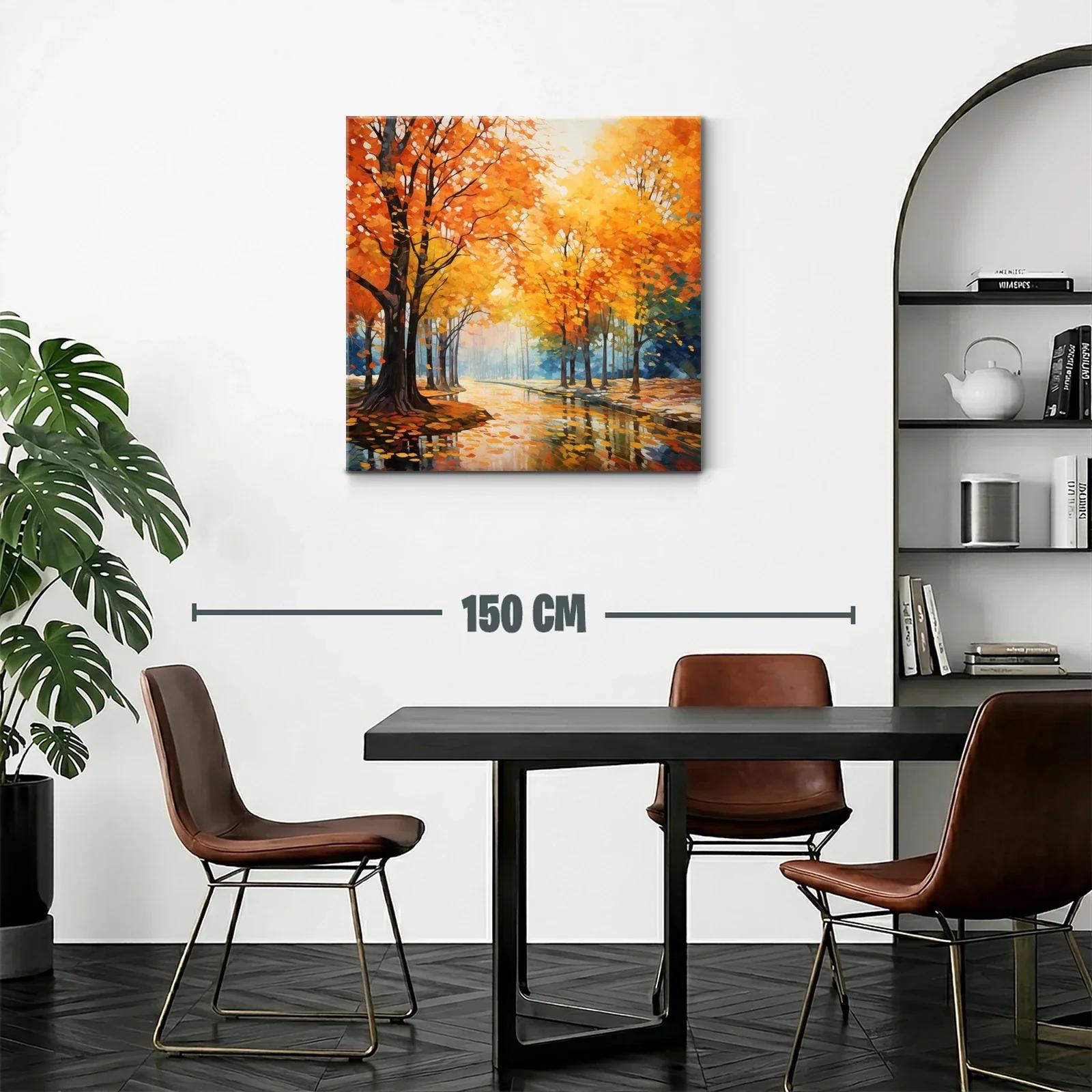 Paisaje otoñal con árboles y reflejos dorados — miniatura 2