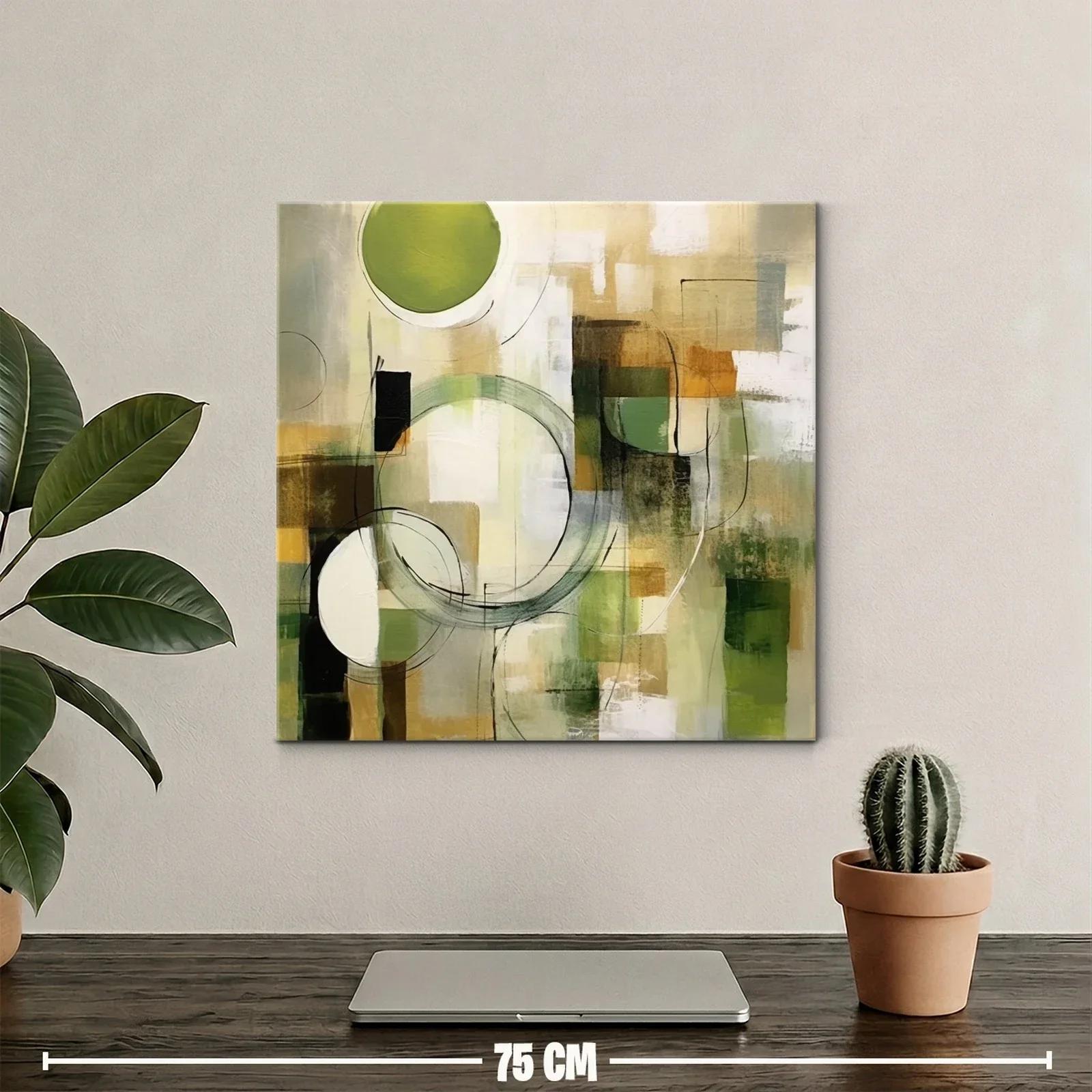Composición abstracta con círculos y tonos verdes — miniatura 2