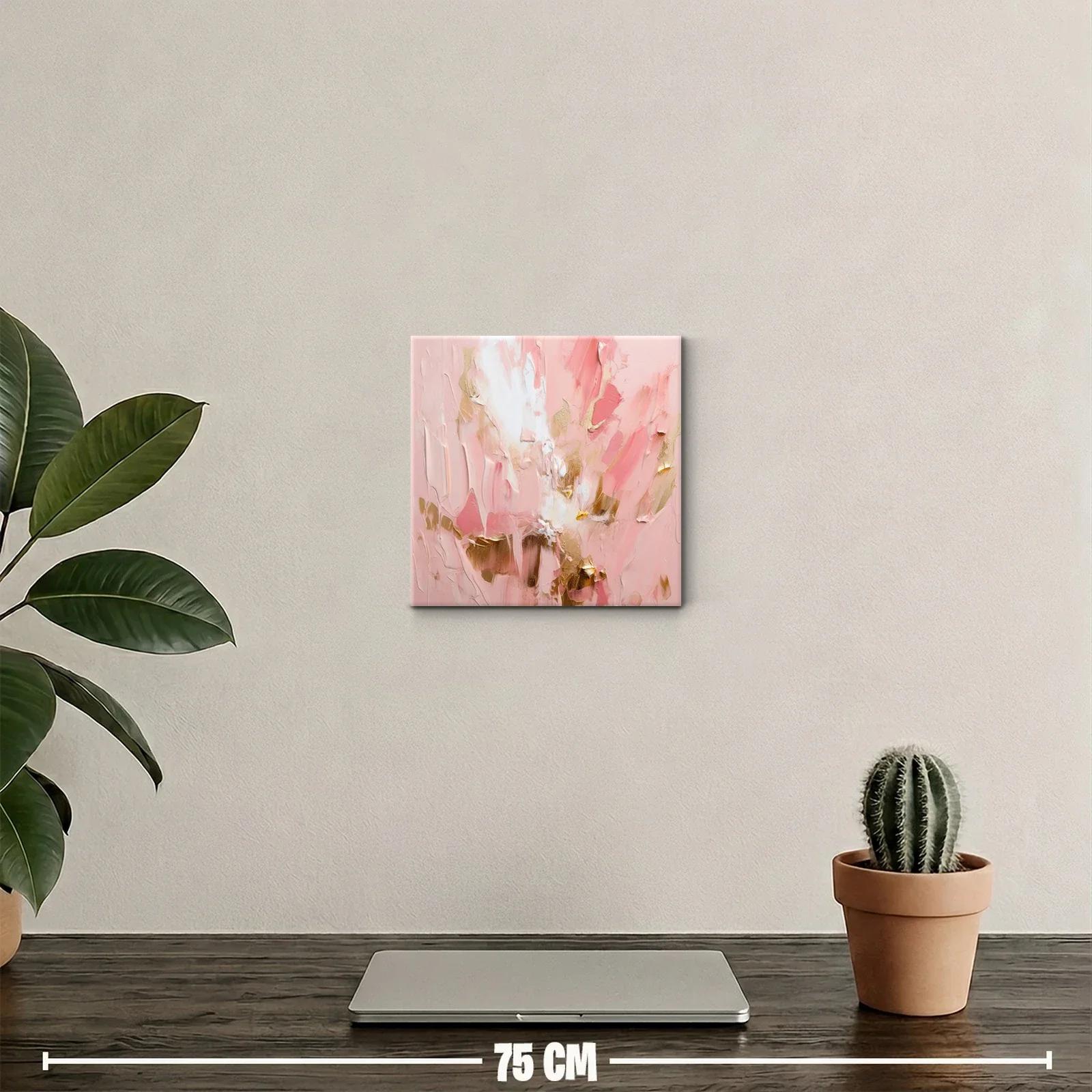 Cuadro abstracto en tonos rosas y dorados elegante — miniatura 2