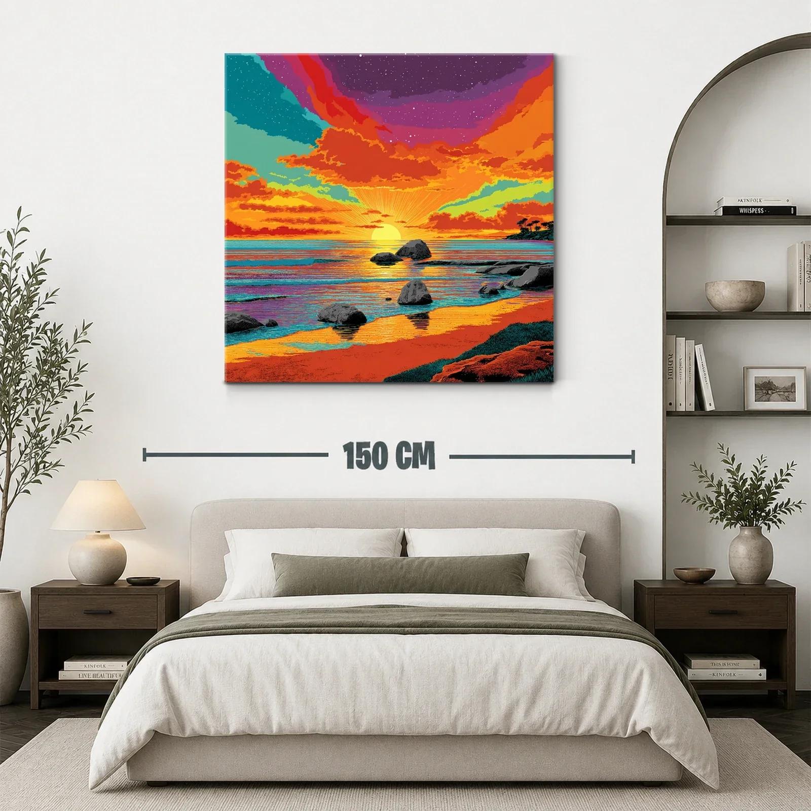 Atardecer vibrante sobre la costa con cielos estrellados — miniatura 3