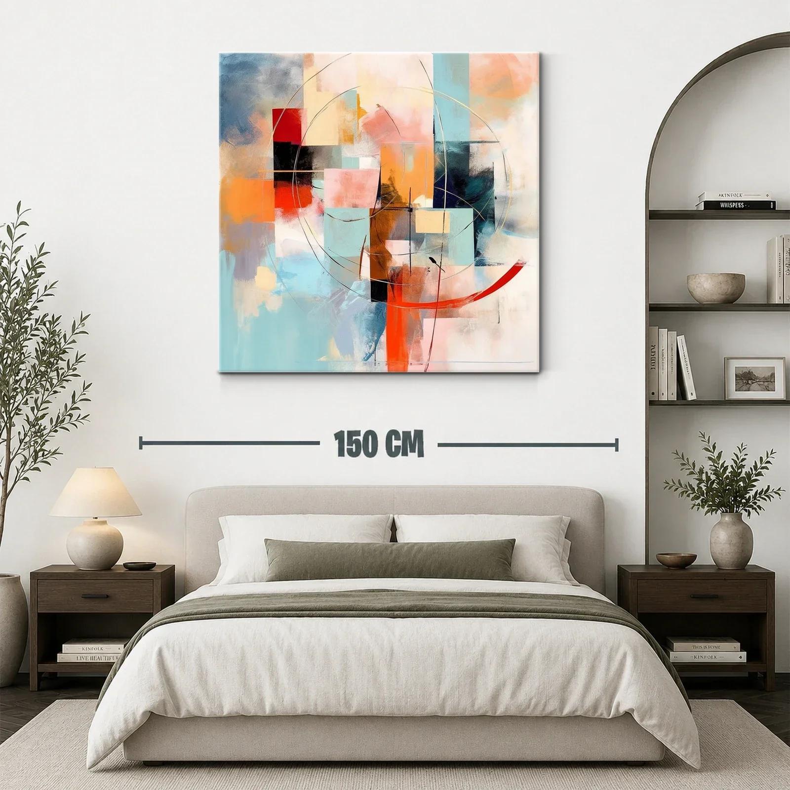 Composición abstracta con tonos cálidos y fríos equilibrados — miniatura 3