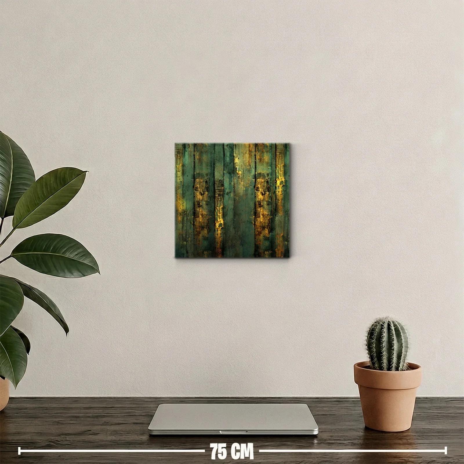 Cuadro decorativo con textura oxidada en tonos verdes — miniatura 2