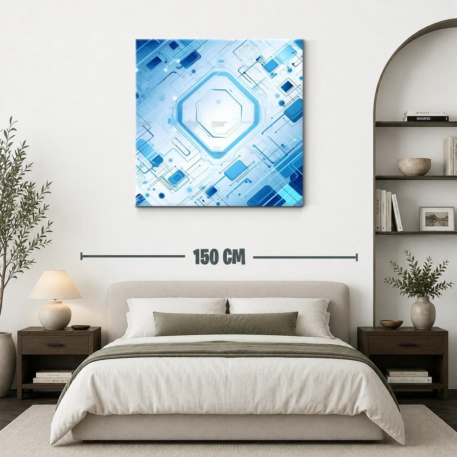 Diseño geométrico futurista en tonos azules y blancos — miniatura 3