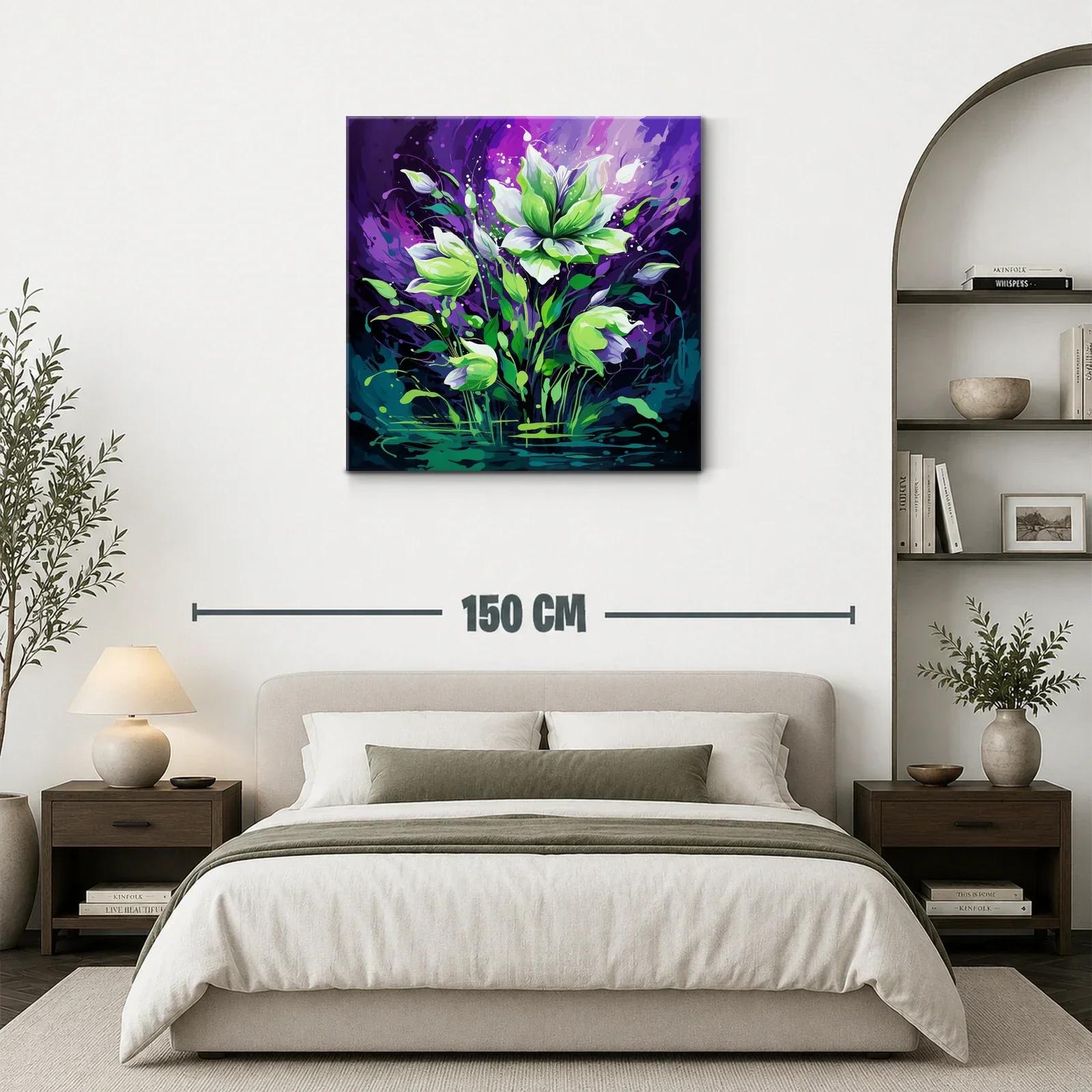 Flores vibrantes en tonos verdes y púrpuras — miniatura 3