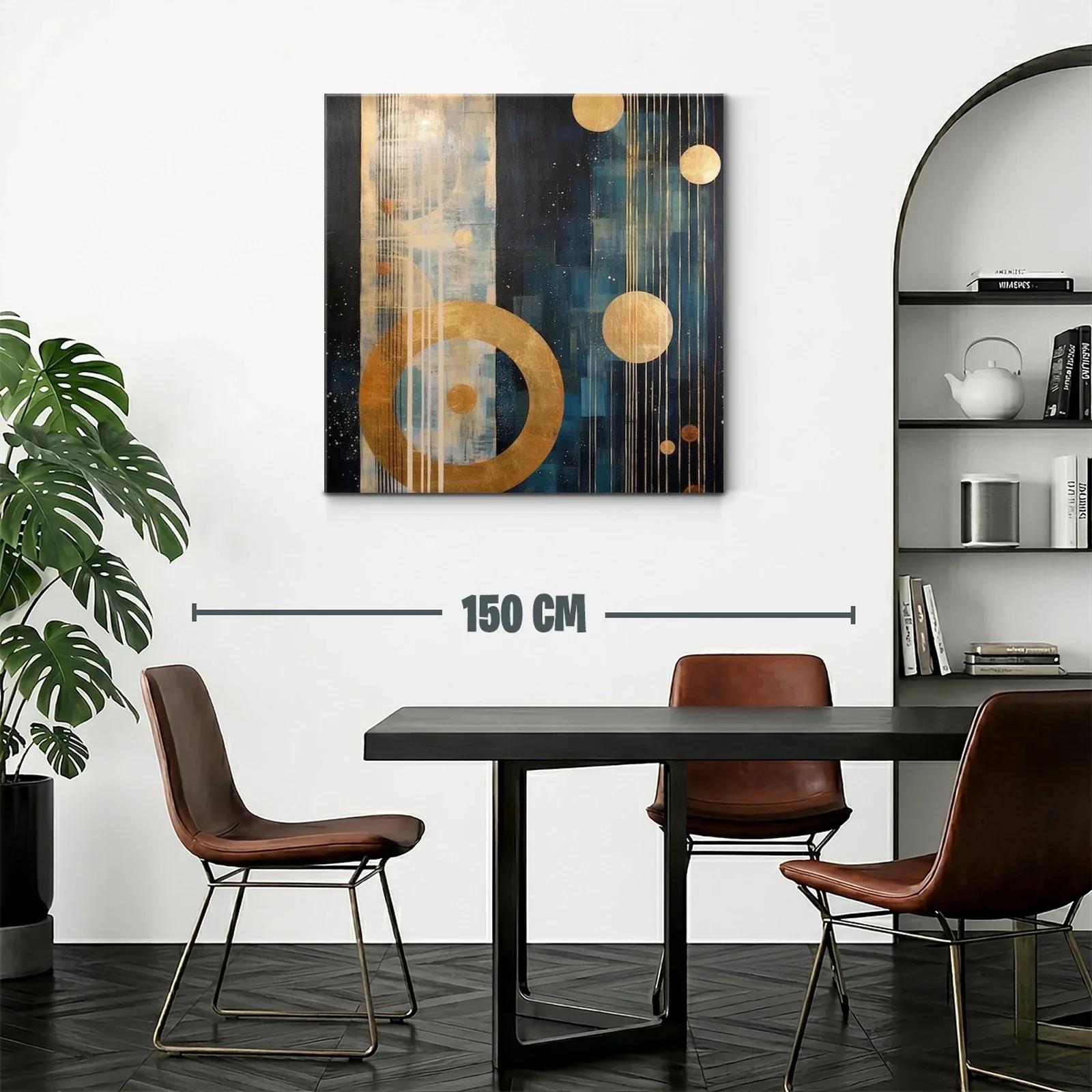 Composición abstracta con círculos dorados y azul profundo — miniatura 2