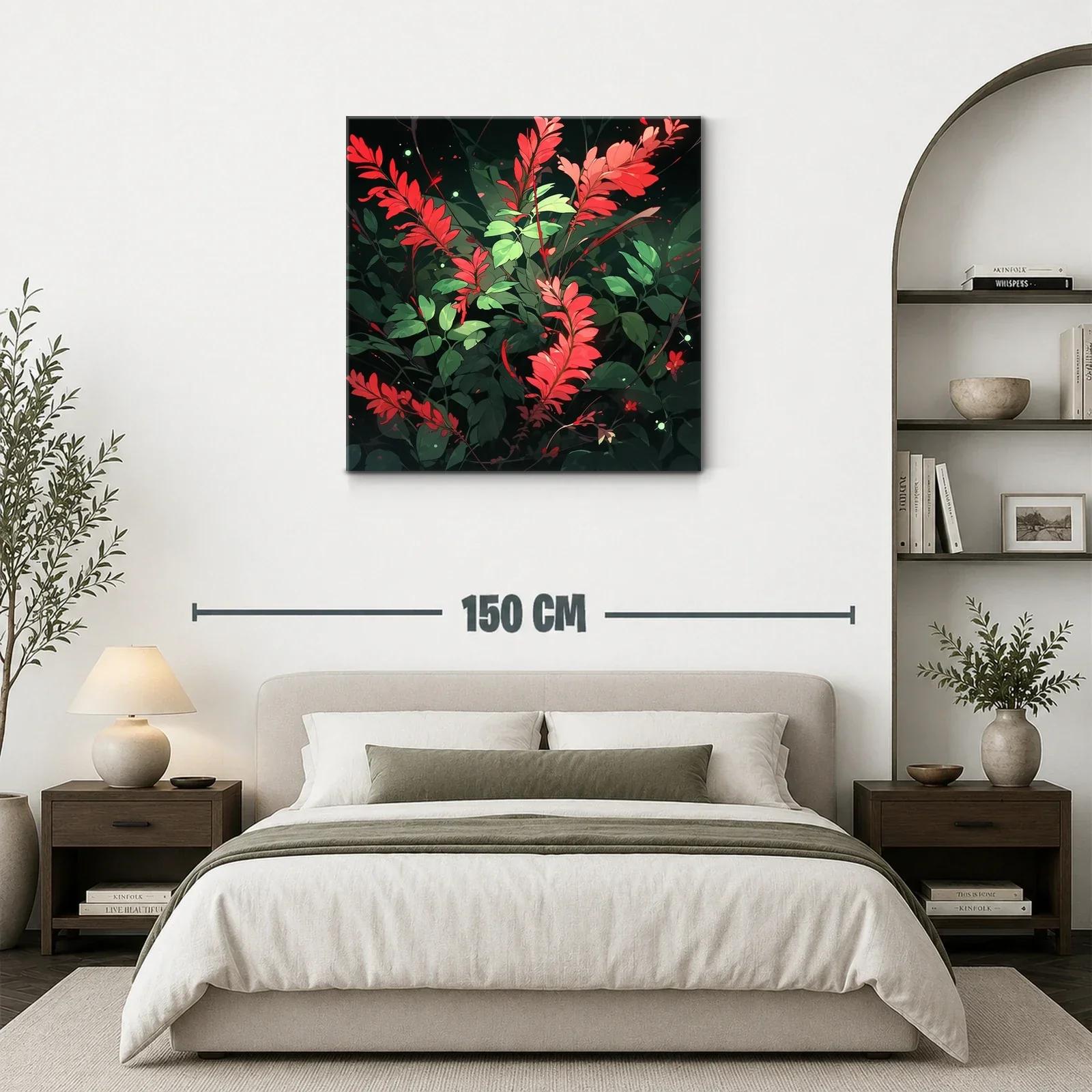 Exuberante composición floral con hojas rojas y verdes vibrantes — miniatura 3