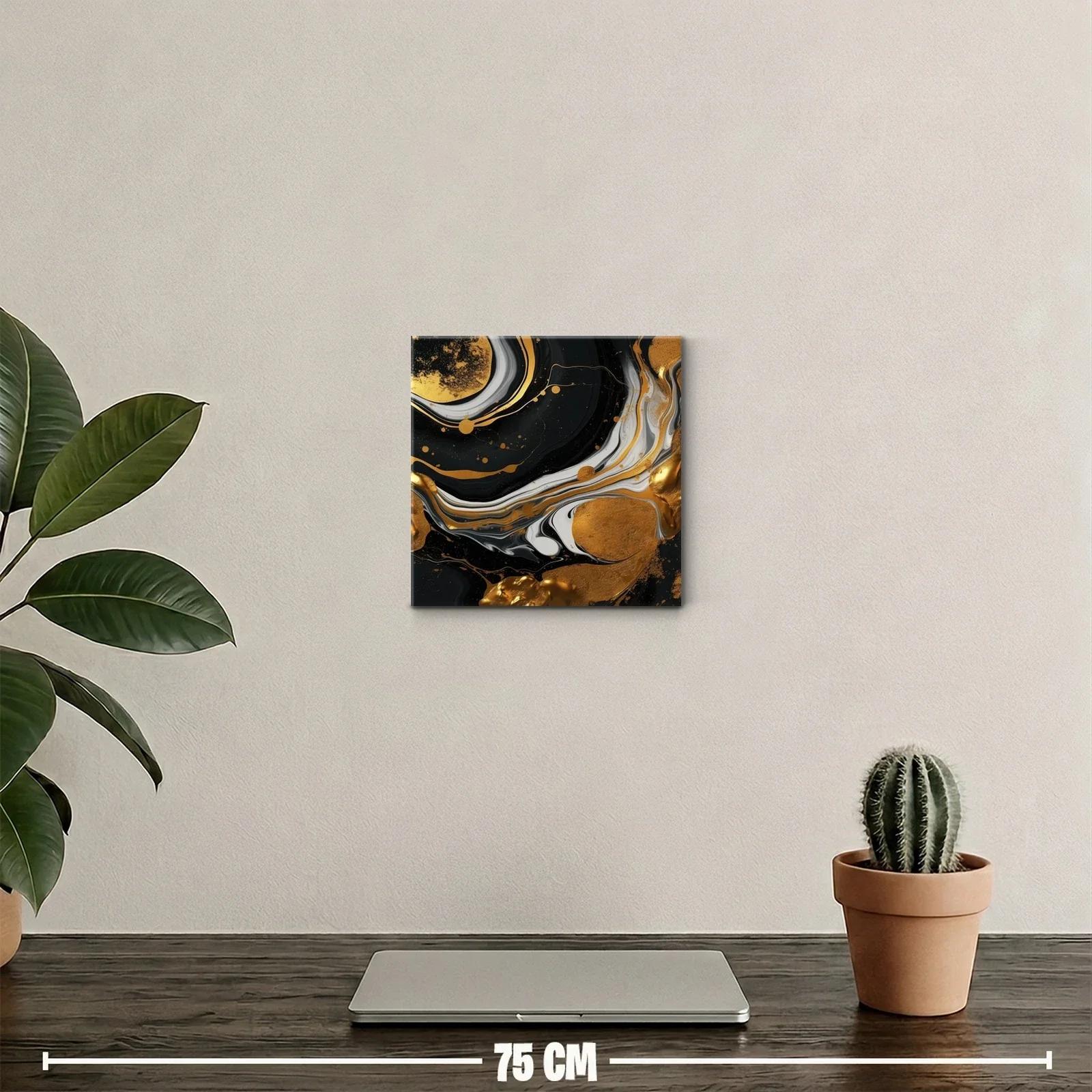 Cuadro decorativo abstracto en negro dorado y blanco elegante — miniatura 2