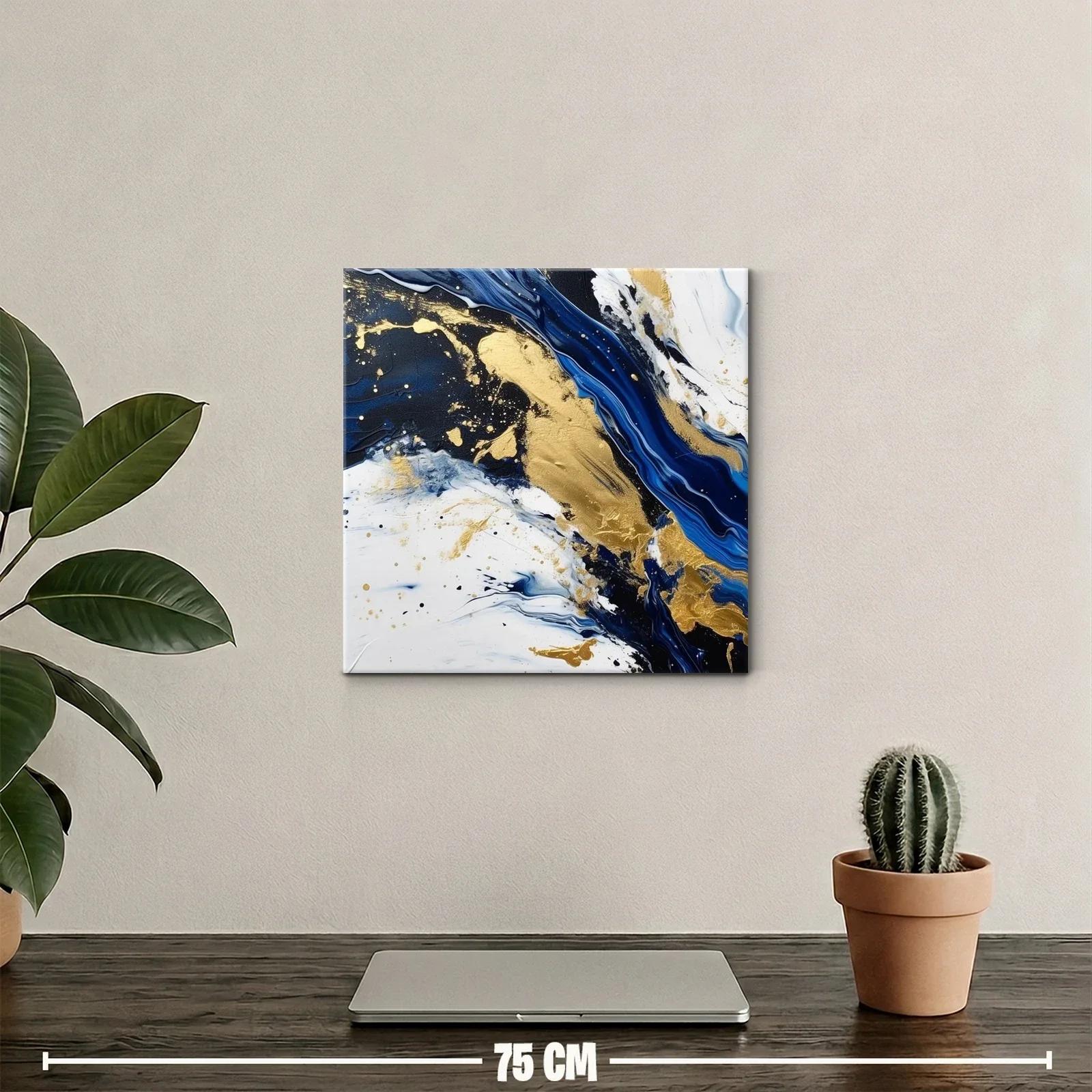 Composición abstracta en azul marino blanco y dorado — miniatura 2