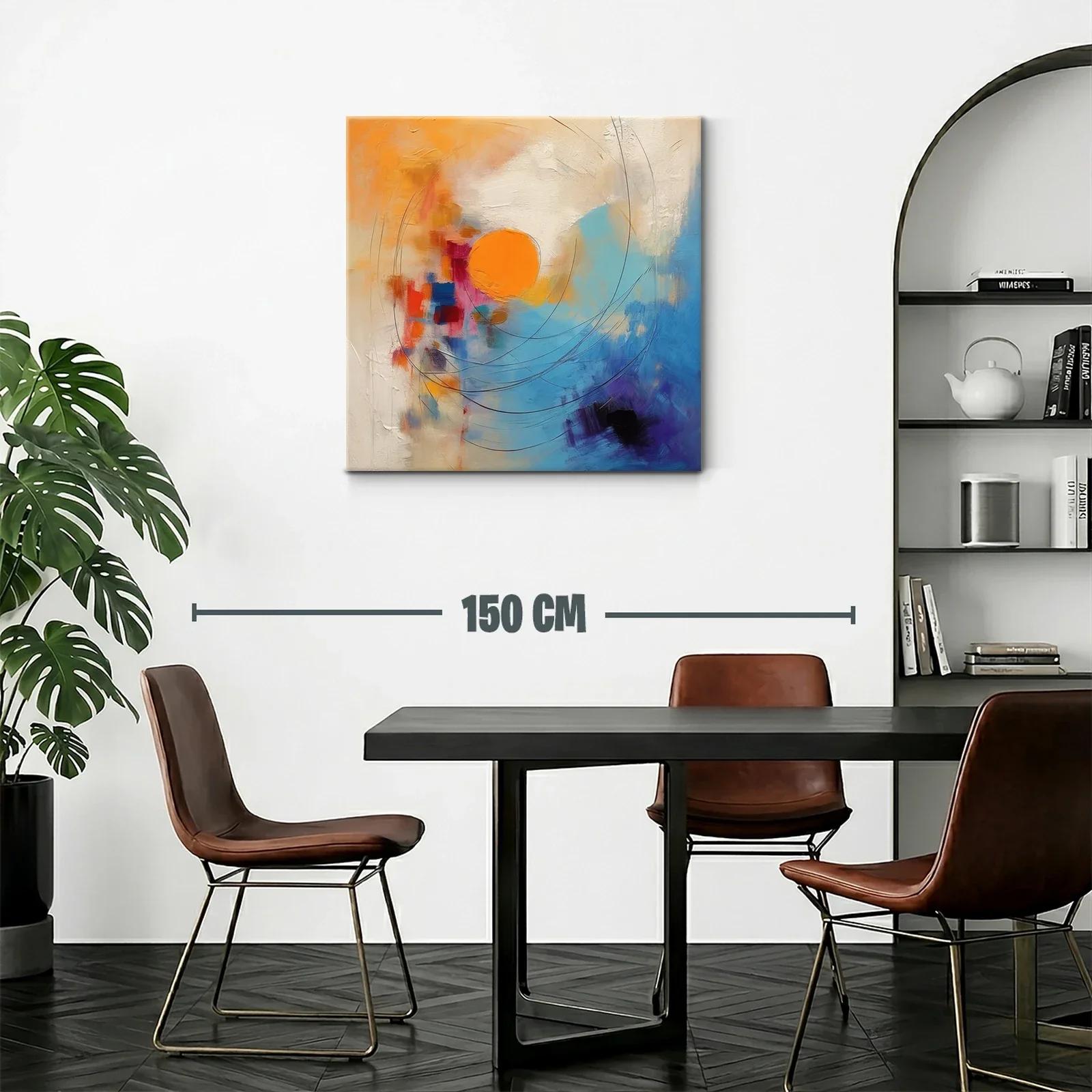 Cuadro abstracto con tonos vibrantes y formas circulares — miniatura 2