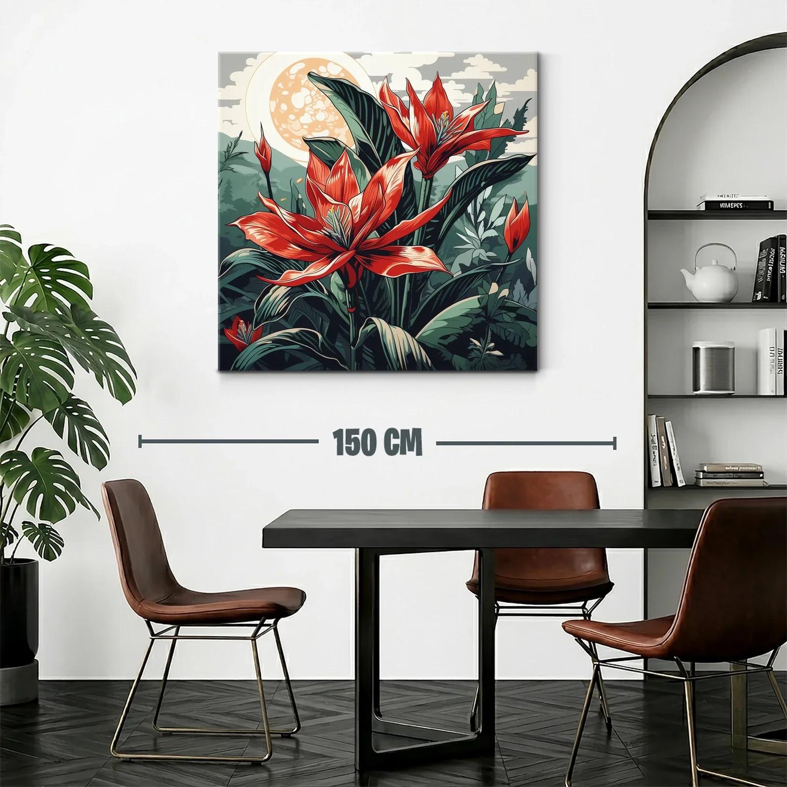 Exuberante cuadro floral con tonos rojos y verdes vivos — miniatura 2