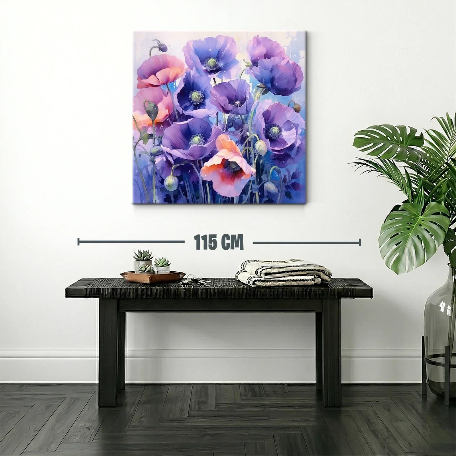Cuadro con flores en tonos violetas y rosados vibrantes — miniatura 2