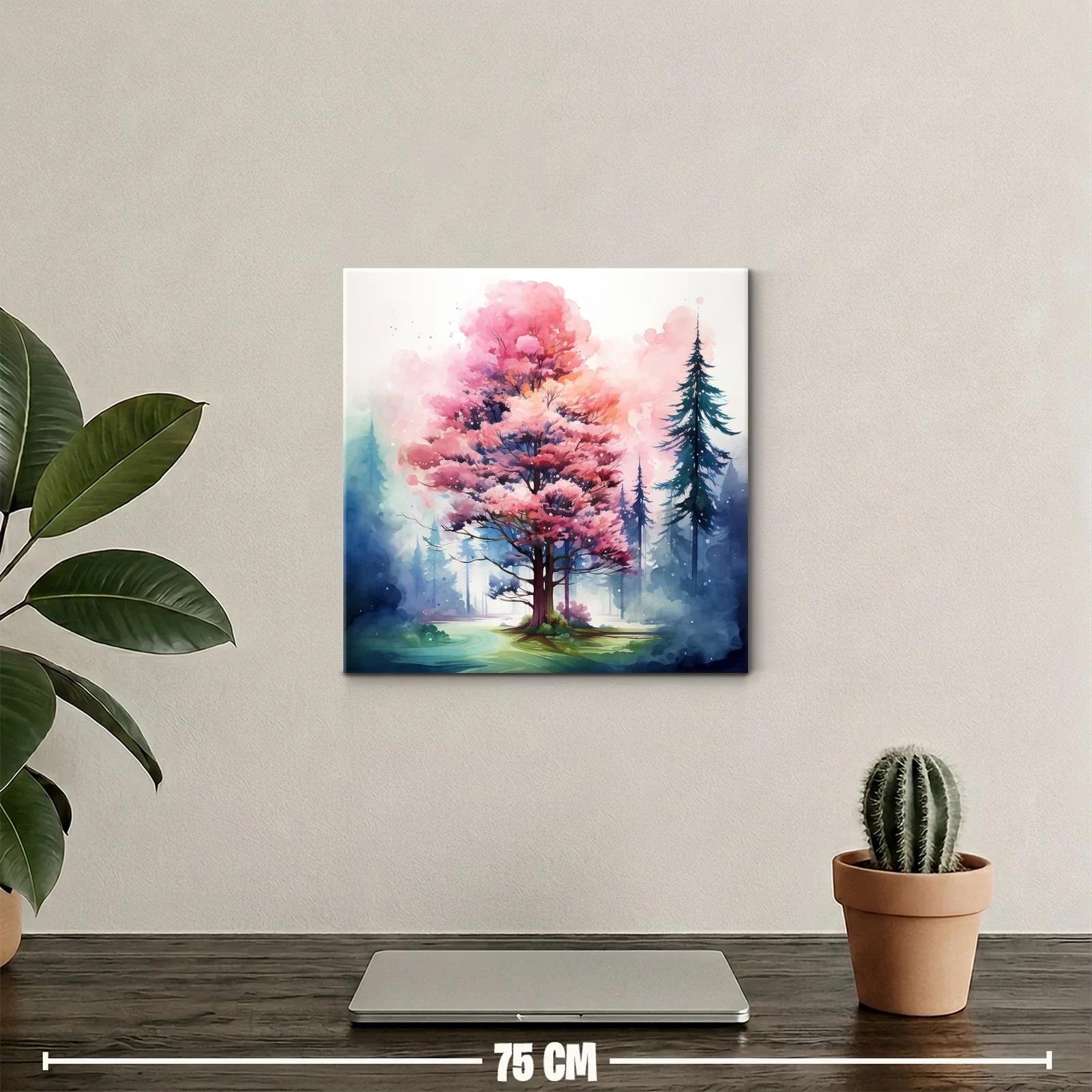Árbol rosa en bosque mágico con tonos suaves y vibrantes — miniatura 2
