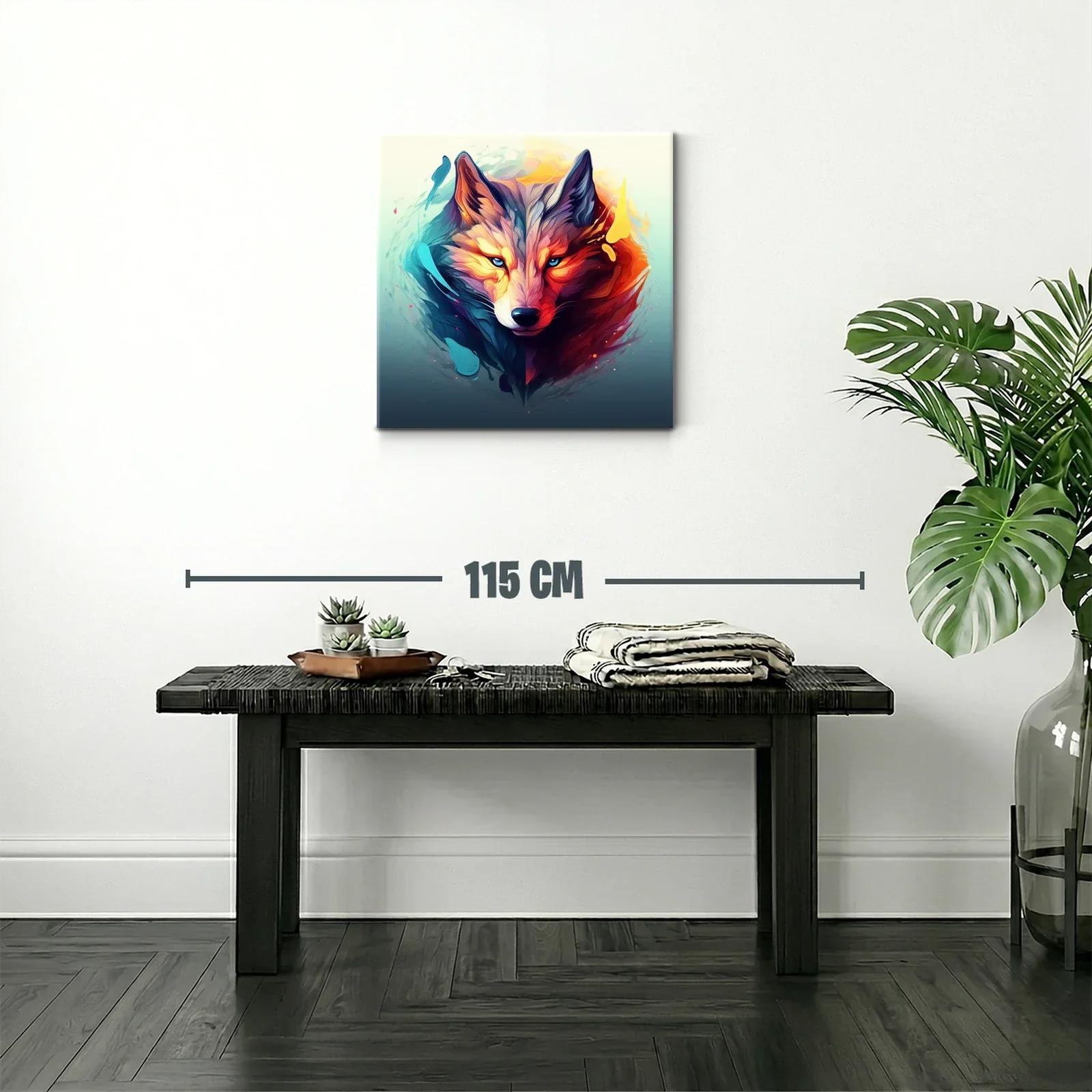 Retrato vibrante de lobo con contraste de fuego y hielo — miniatura 2