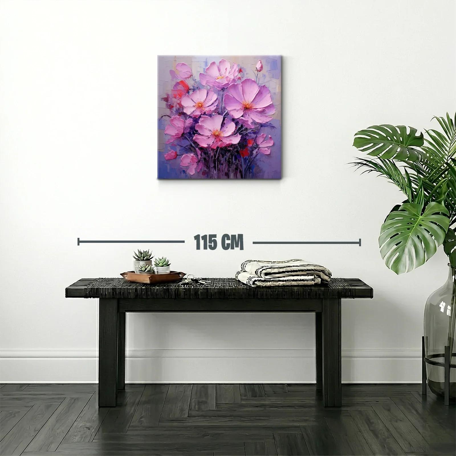 Cuadro moderno con ramo de flores en tonos rosas y lilas — miniatura 2