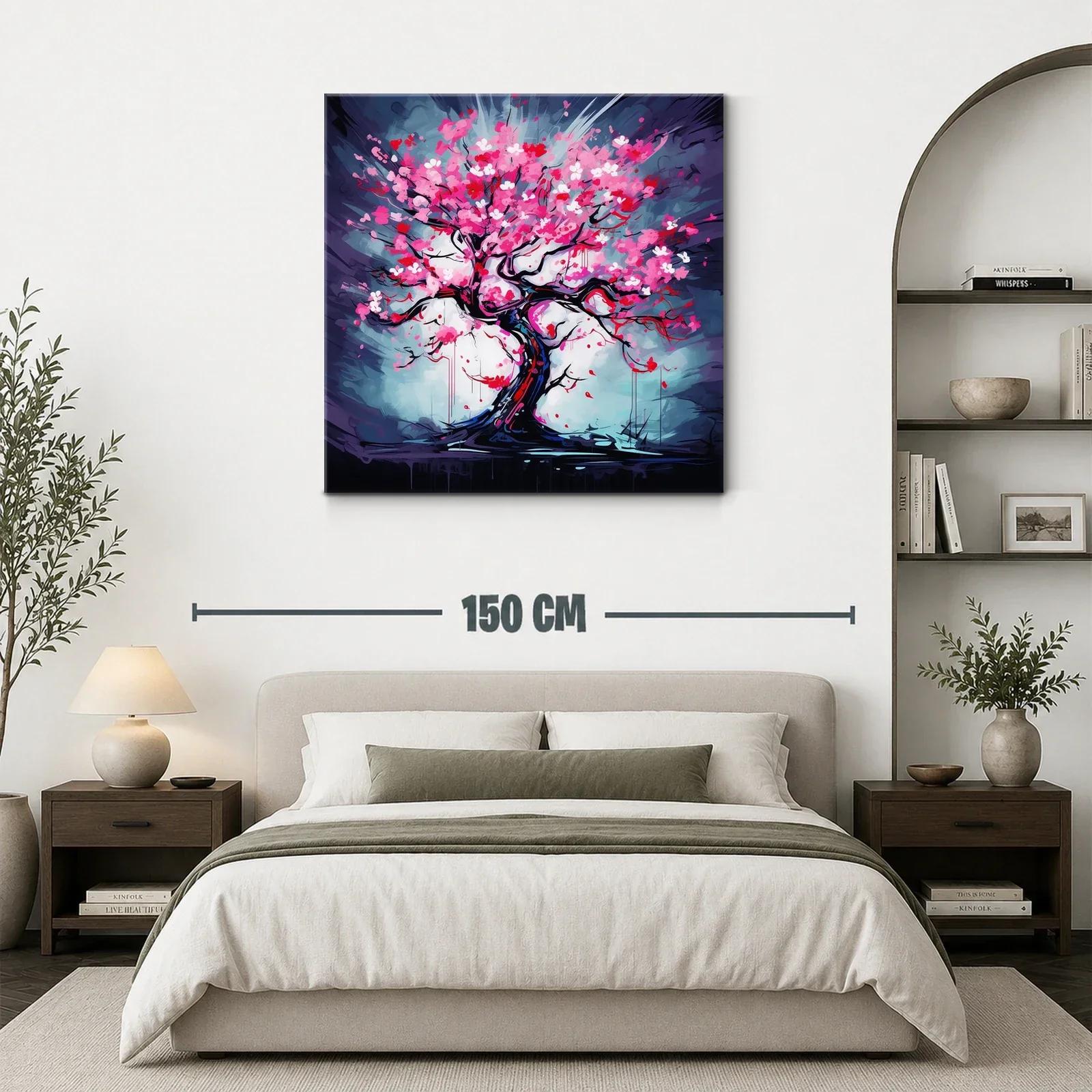Árbol de flores vibrantes en tonos rosas y rojos — miniatura 3