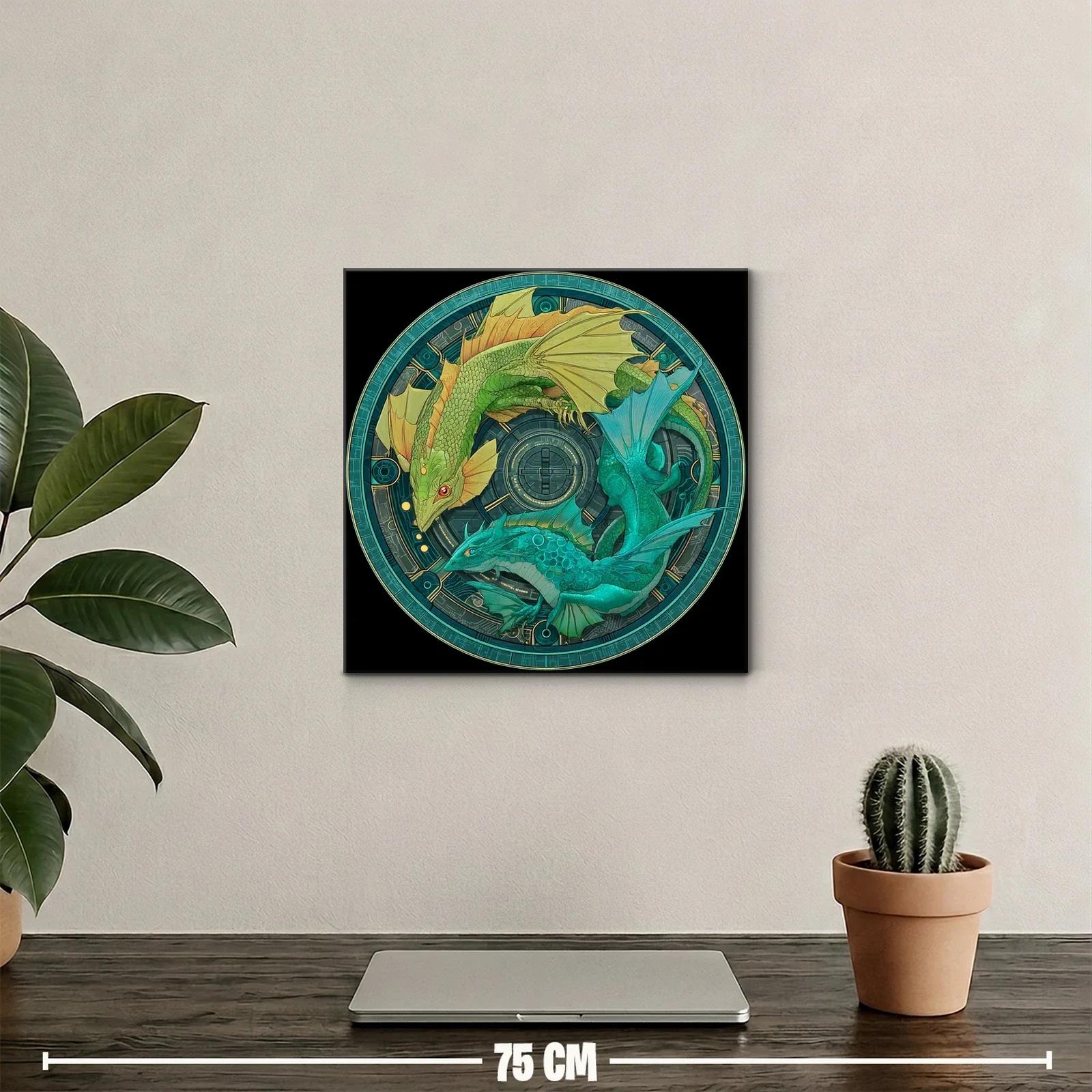 Dragones circulares en tonos verdes y azules místicos — miniatura 2