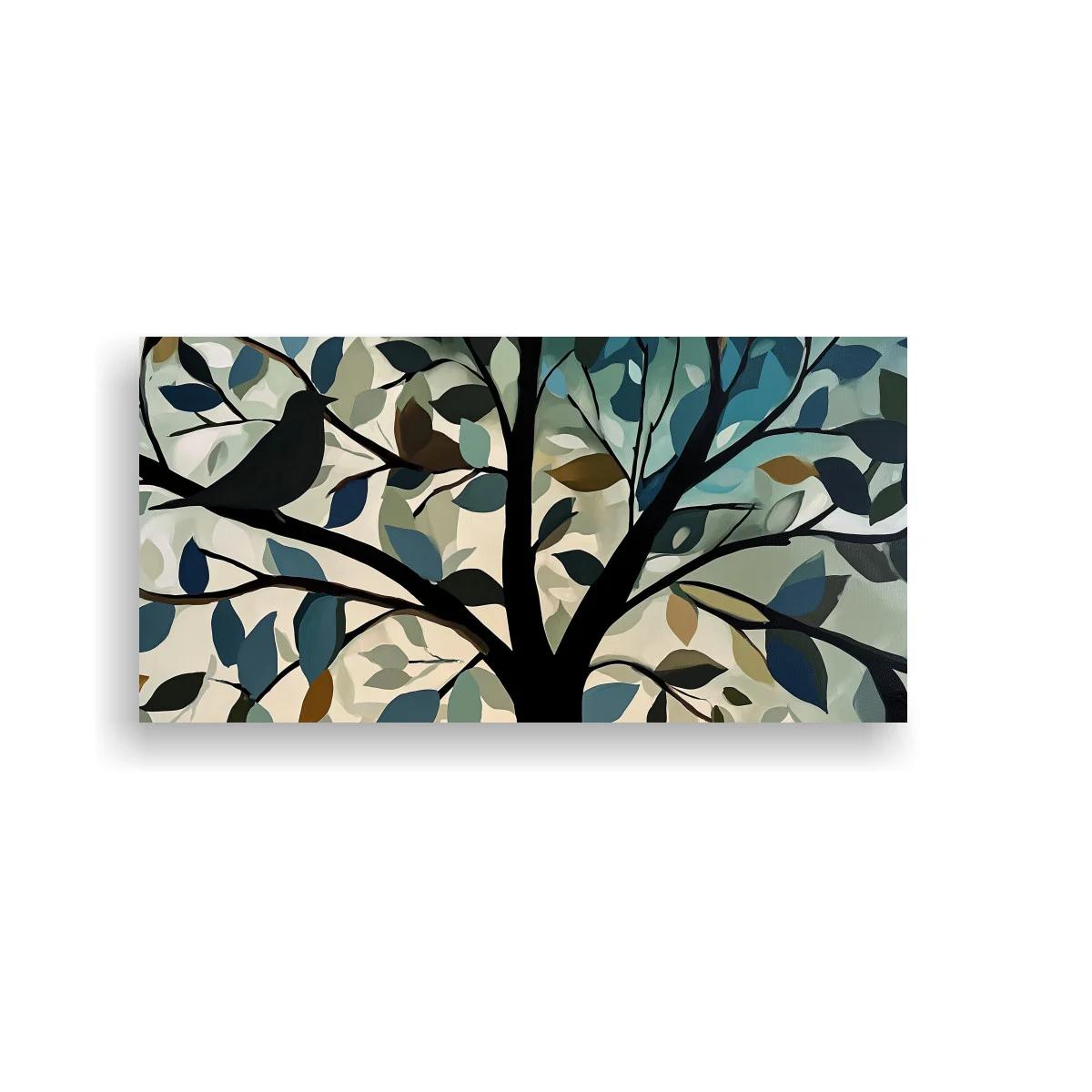 Cuadro árbol de ramas negras con hojas ovaladas — imagen principal