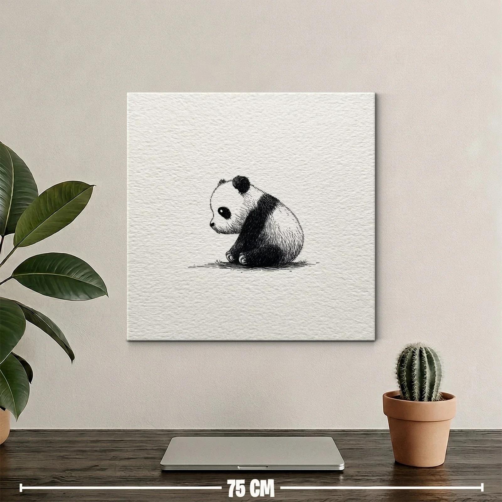 Sutil ilustración de panda bebé en blanco y negro — miniatura 2