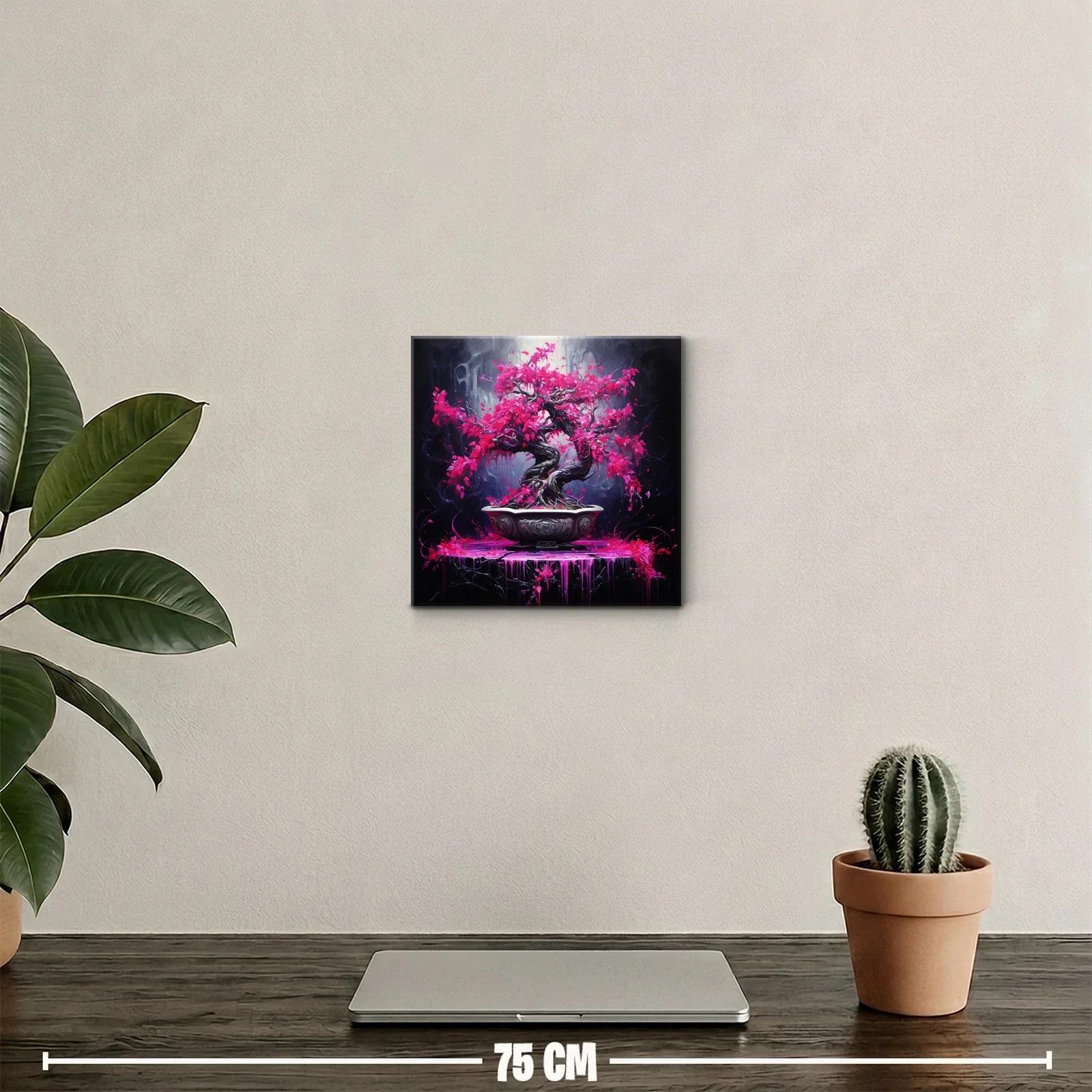 Bonsái vibrante con hojas fucsias en contraste oscuro — miniatura 2