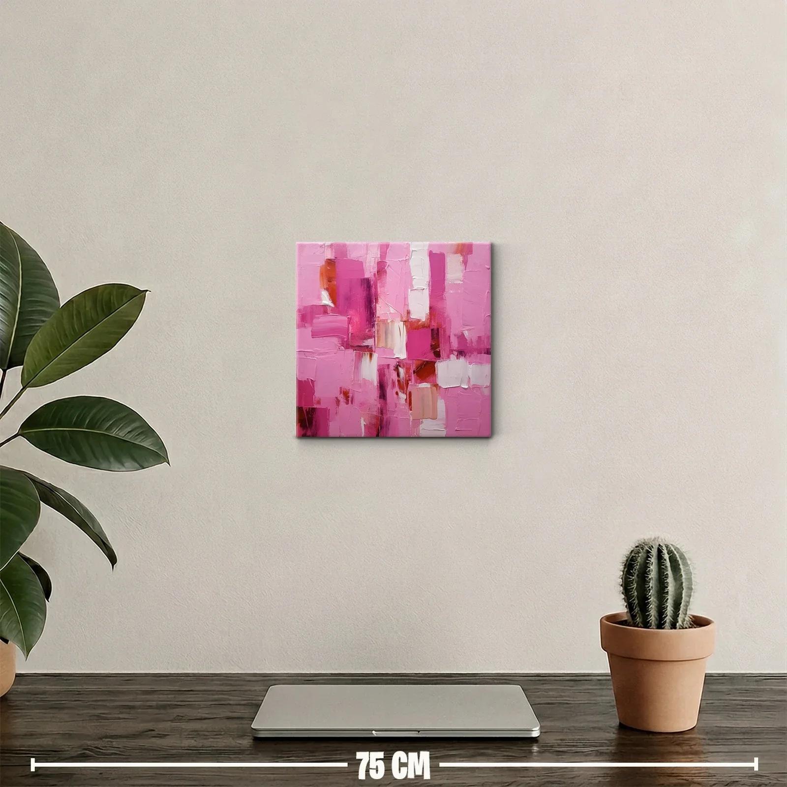 Cuadro abstracto con vibrantes tonos rosas y blancos — miniatura 2