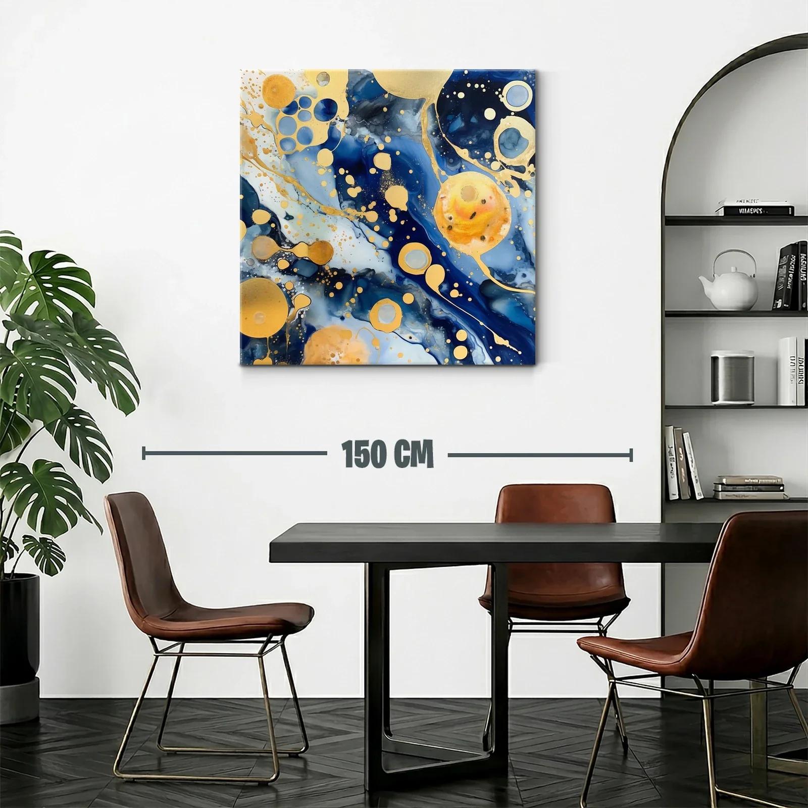 Composición Abstracta en Azul y Dorado — miniatura 2
