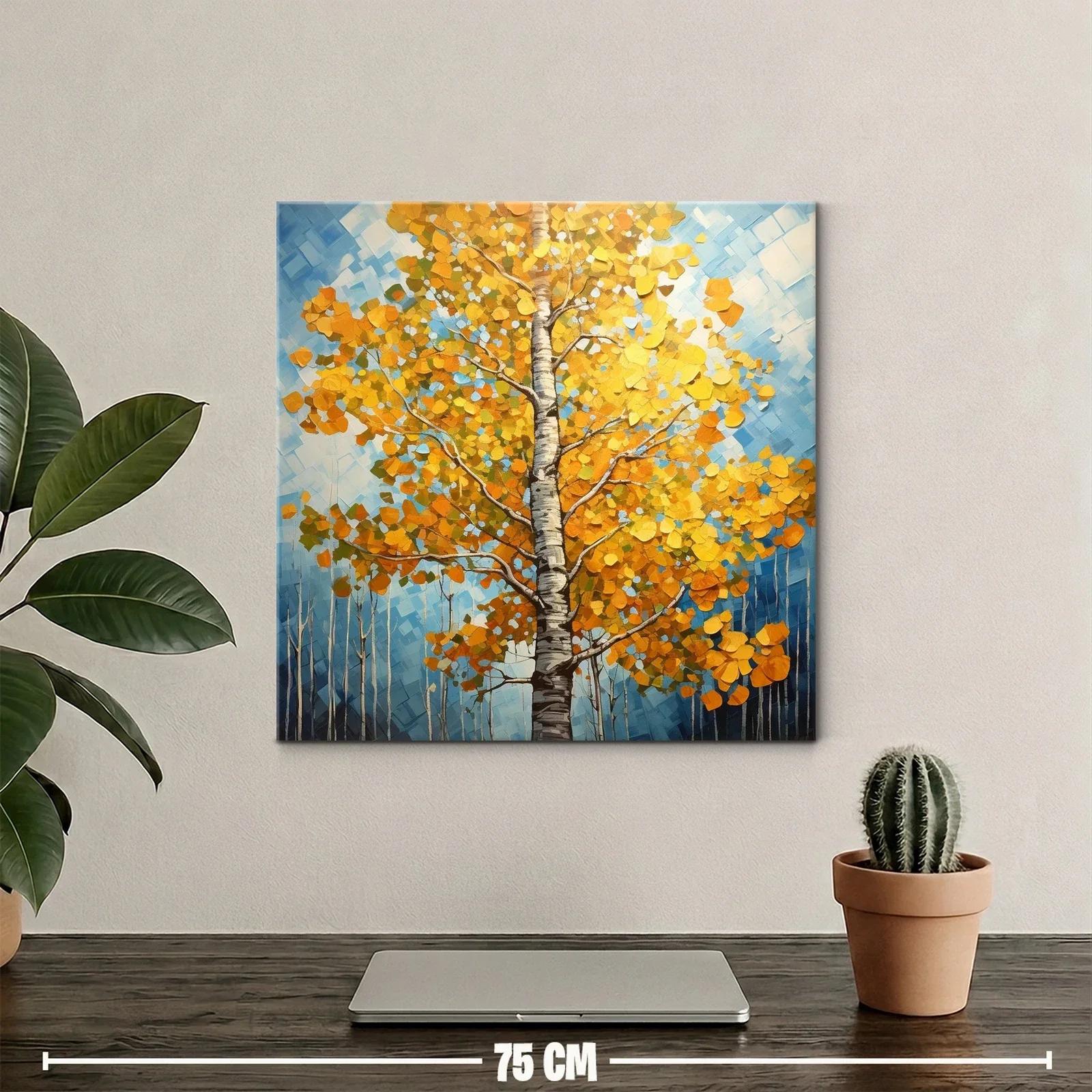 Árbol otoñal con vibrantes hojas doradas y cielo azul — miniatura 2