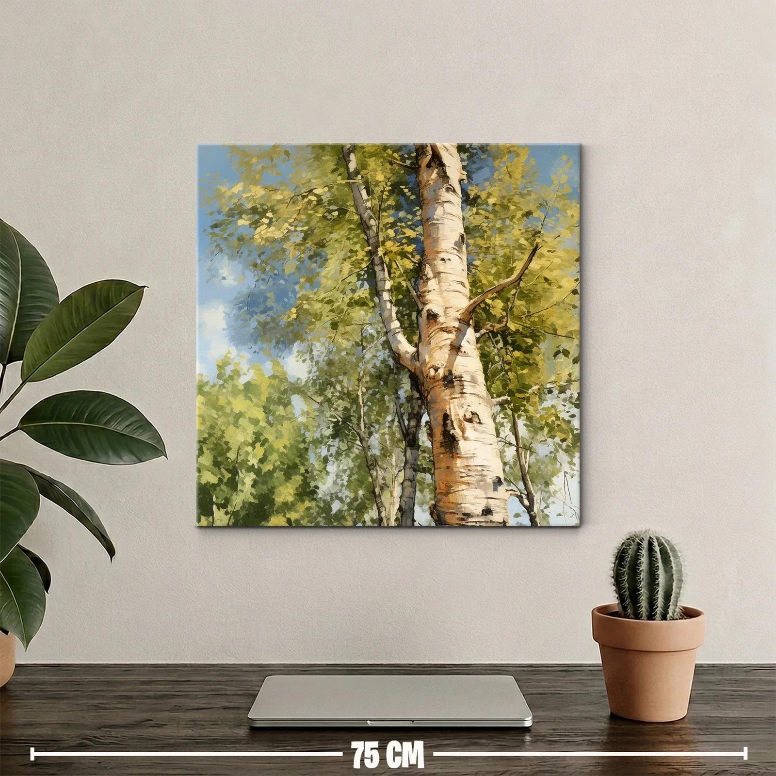 Árbol de abedul con follaje en tonos verdes y cielo azul — miniatura 2