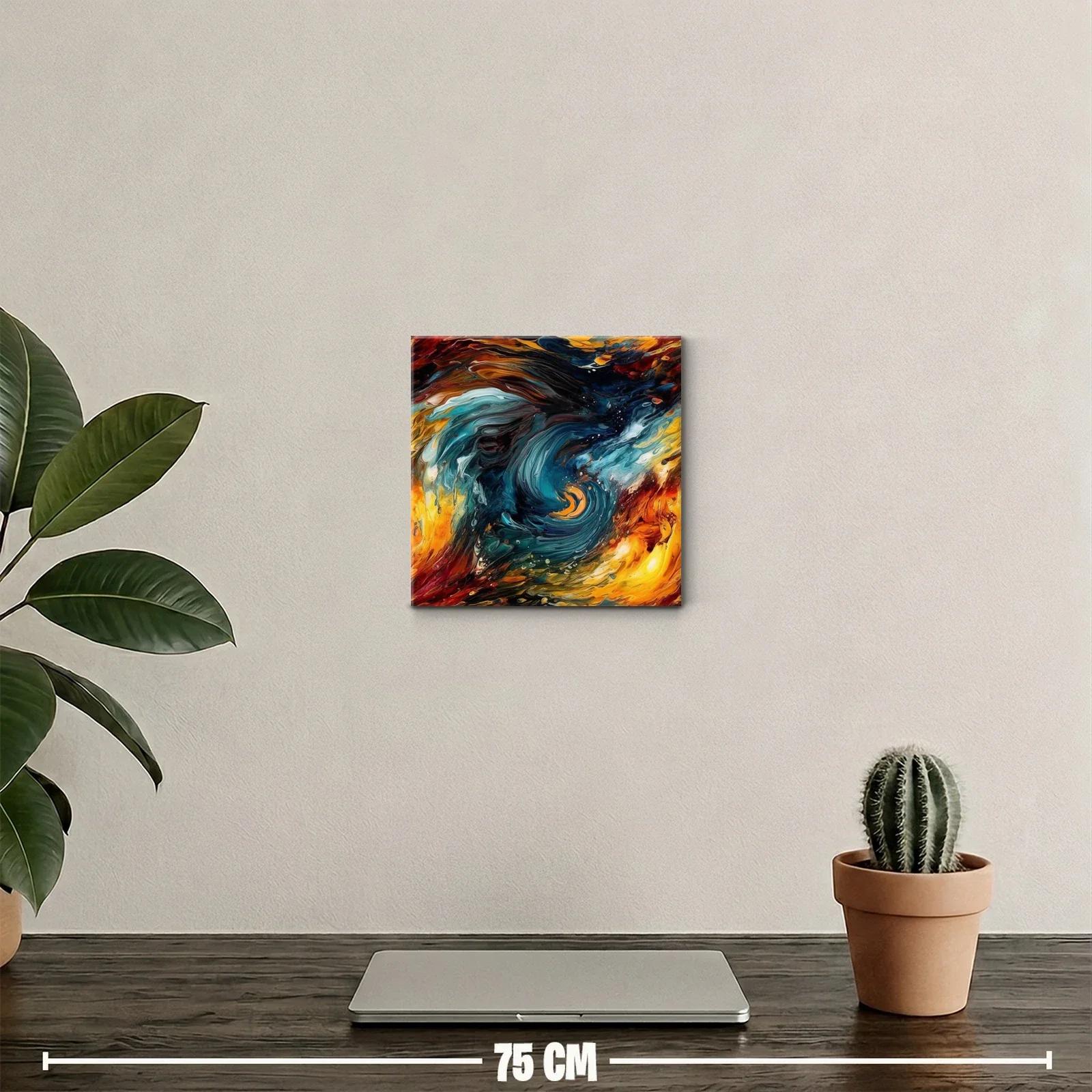 Cuadro abstracto con torbellino de colores intensos y cálidos — miniatura 2