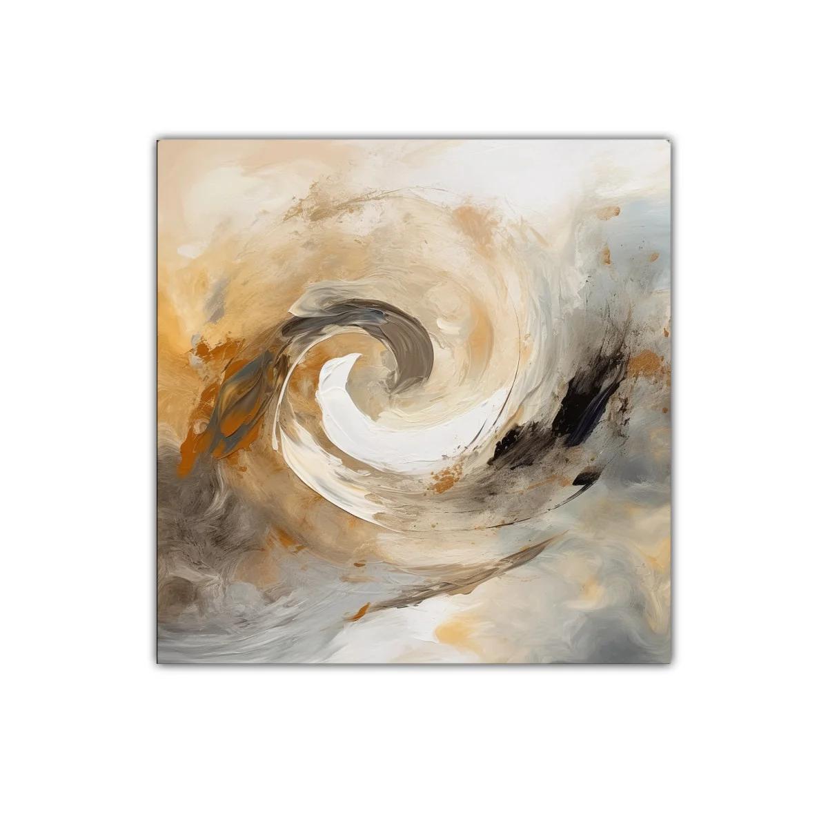Cuadro abstracto en tonos tierra y gris con movimiento dinámico — miniatura 1