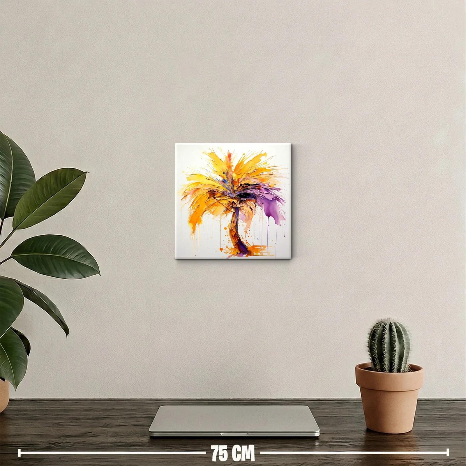 Cuadro decorativo con palmera en vibrantes tonos cálidos — miniatura 2