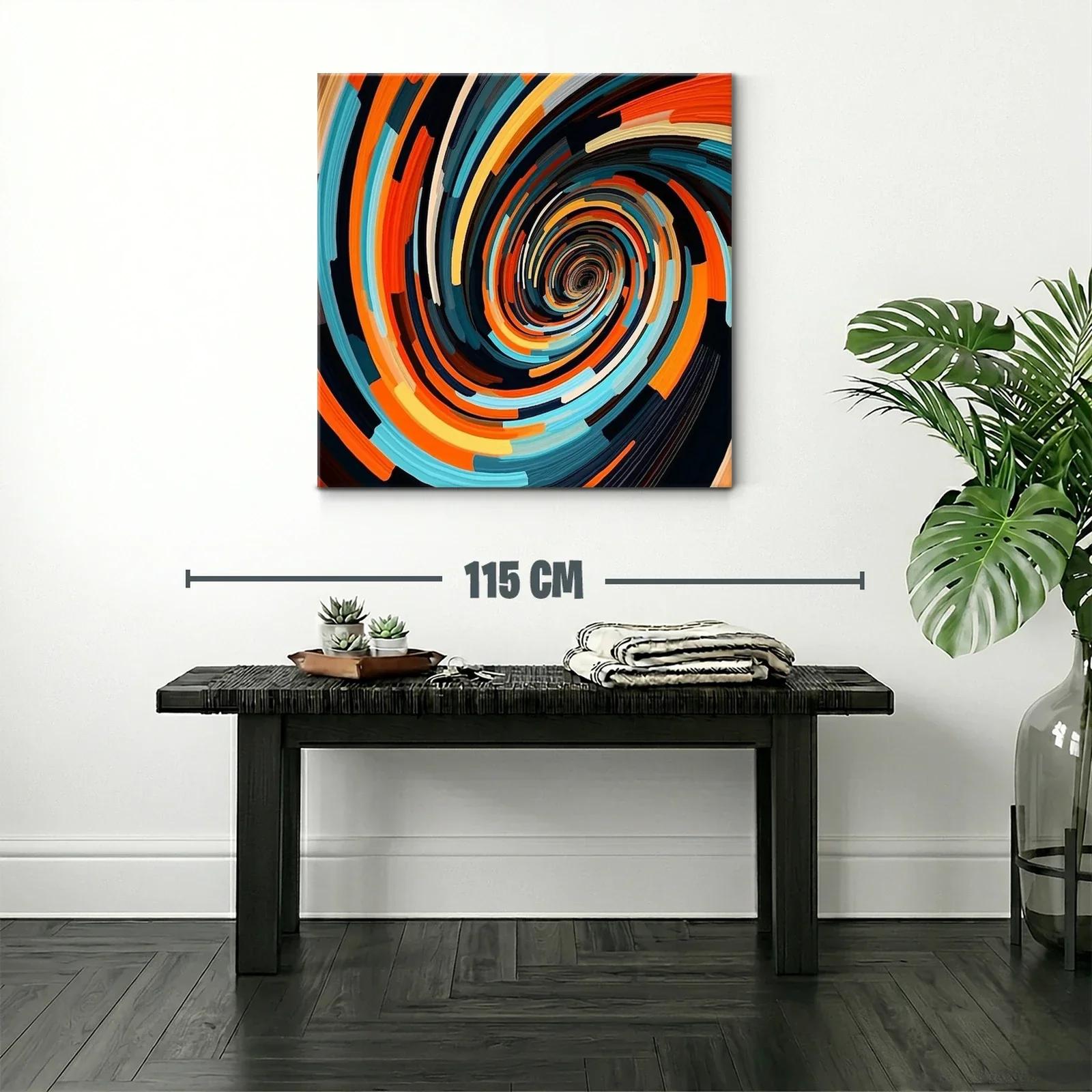 Cuadro abstracto en espiral con vibrantes tonos cálidos y fríos — miniatura 2