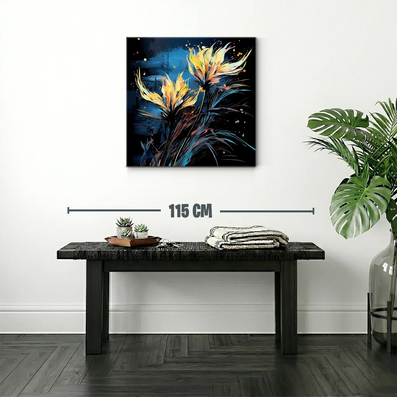 Flores luminosas en contraste azul y negro — miniatura 2
