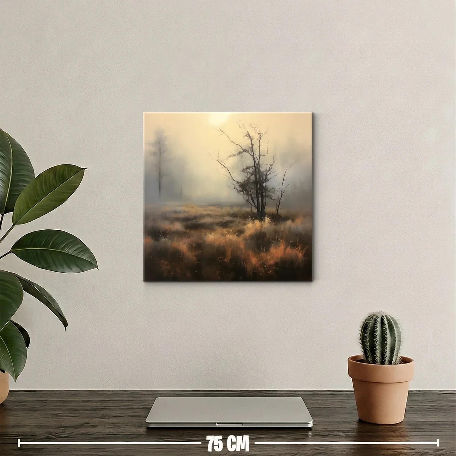 Paisaje brumoso con árbol solitario y tonos cálidos — miniatura 2