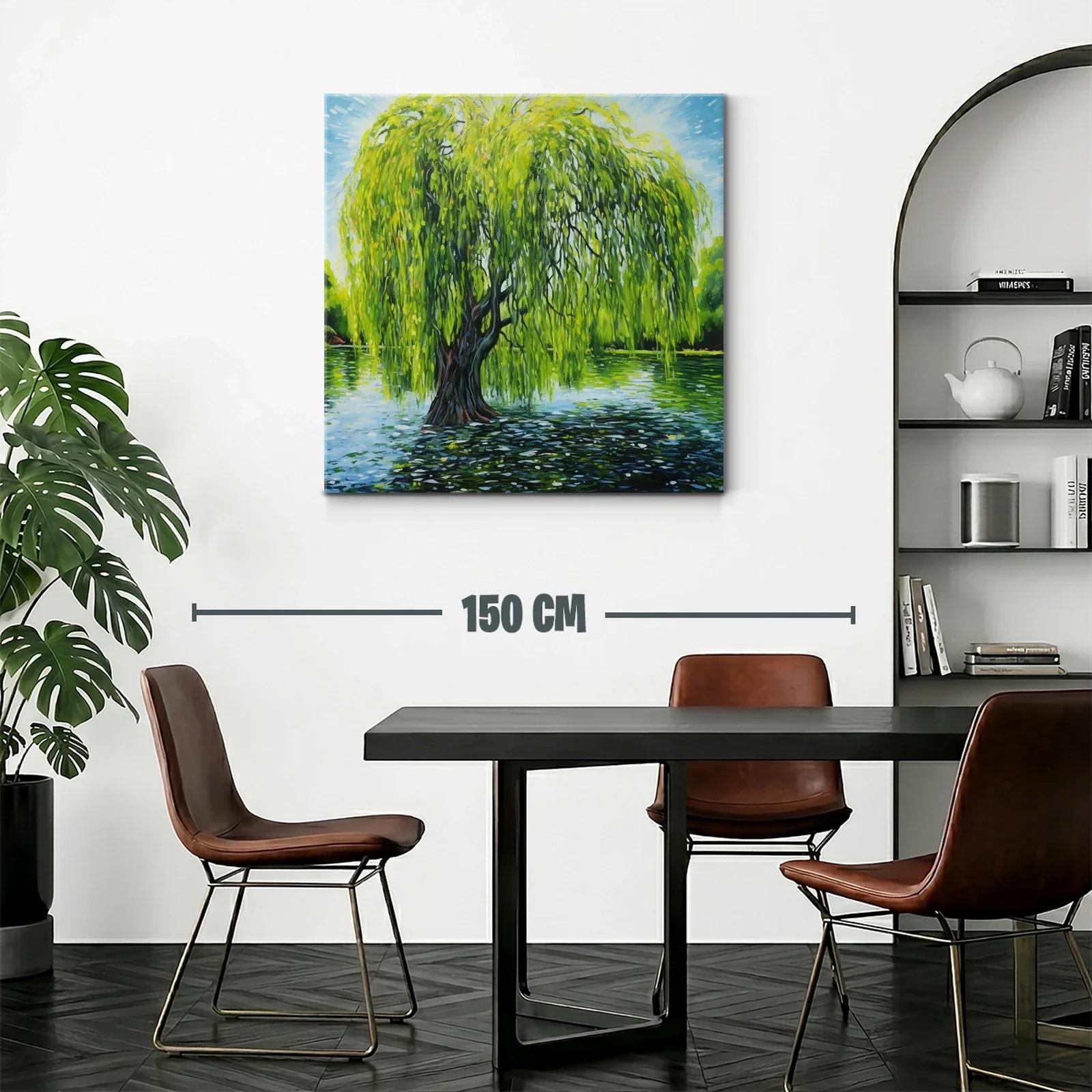 Árbol de sauce sobre el agua con luz vibrante — miniatura 2